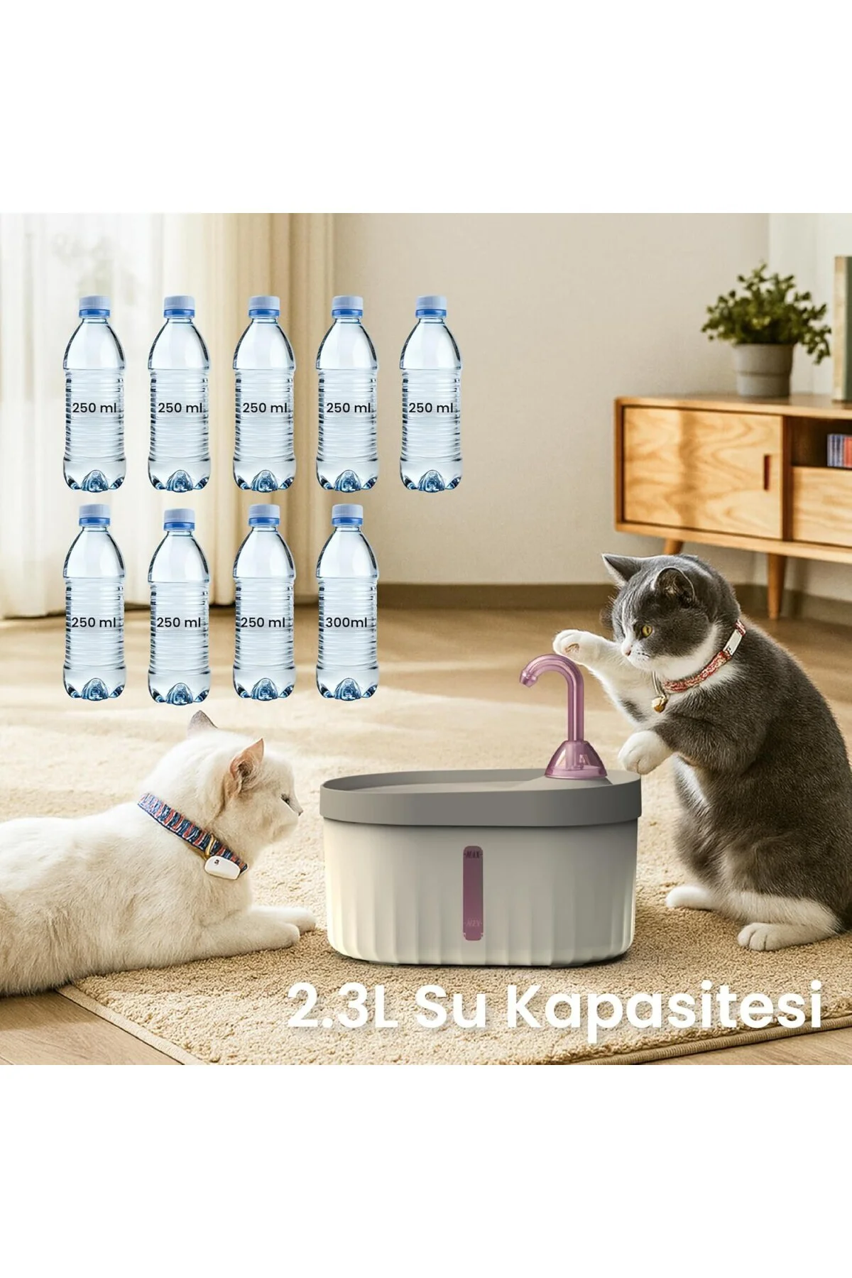 Otomatik Kedi Su Pınarı Ultra Sessiz Kedi Su Sebili 40db Usb Bağl