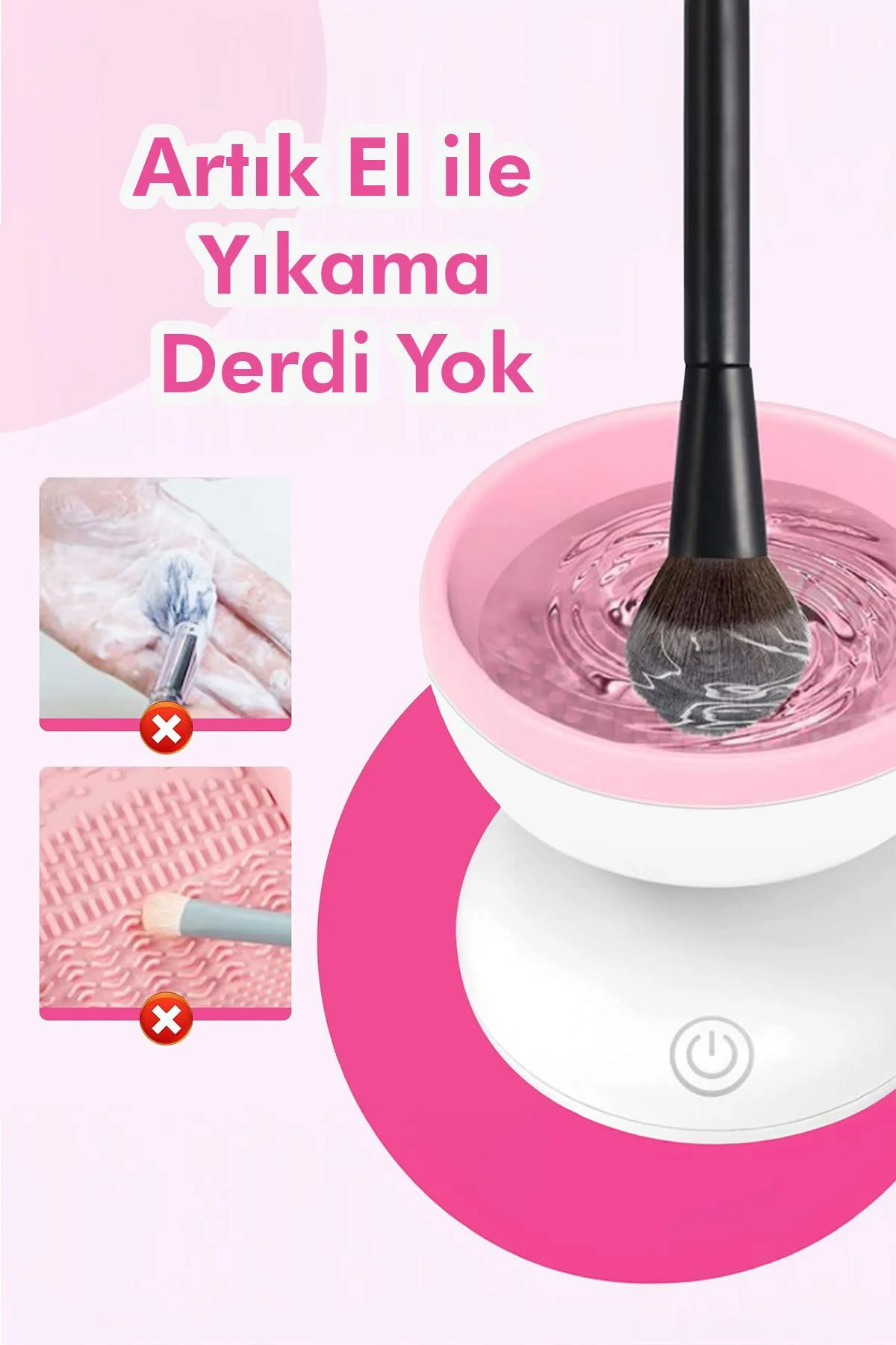 Otomatik Makyaj Fırça Yıkama Makinesi USB Şarjlı Pratik ve Hızlı 
