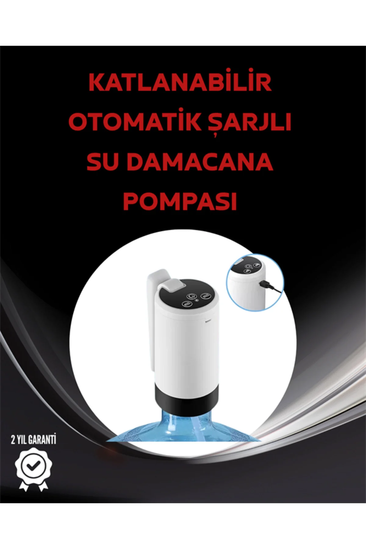 Otomatik Şarjlı Damacana Pompası Ev Ofis Kamp Kullanım