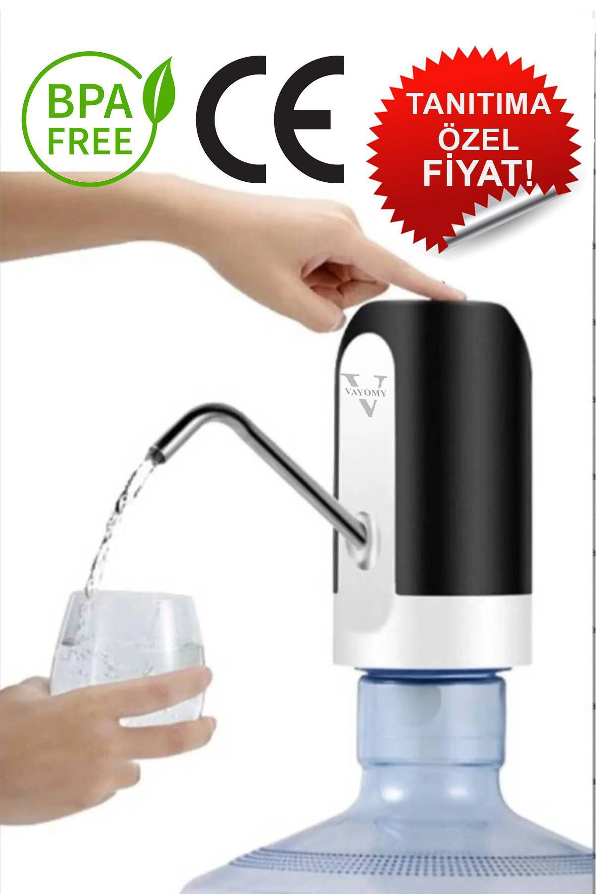 Otomatik Şarjlı Damacana Su Pompası ve Şarj Kablosu Otomatik Şarj