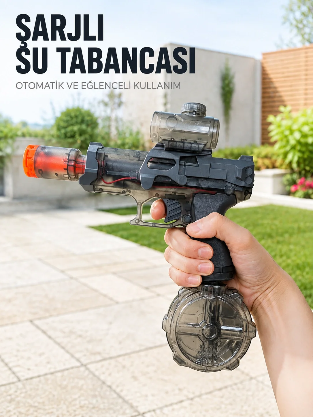 Otomatik Su Tabancası Şarjlı LED Işıklı Basınçlı Su Püskürtmeli Oyuncak Otomatik Su Tabancası Şarjlı LED Işıklı Basınçlı Su Püskürtmeli Oyuncak