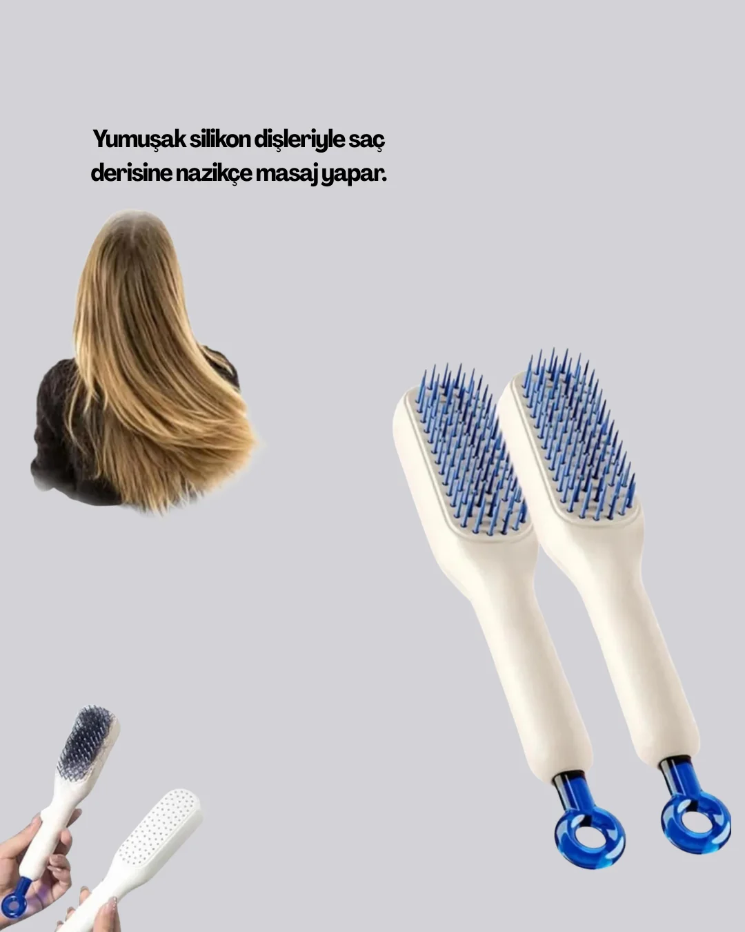 Otomatik Temizlemeli Saç Fırçası – Ergonomik Tasarım, Masaj Etkil