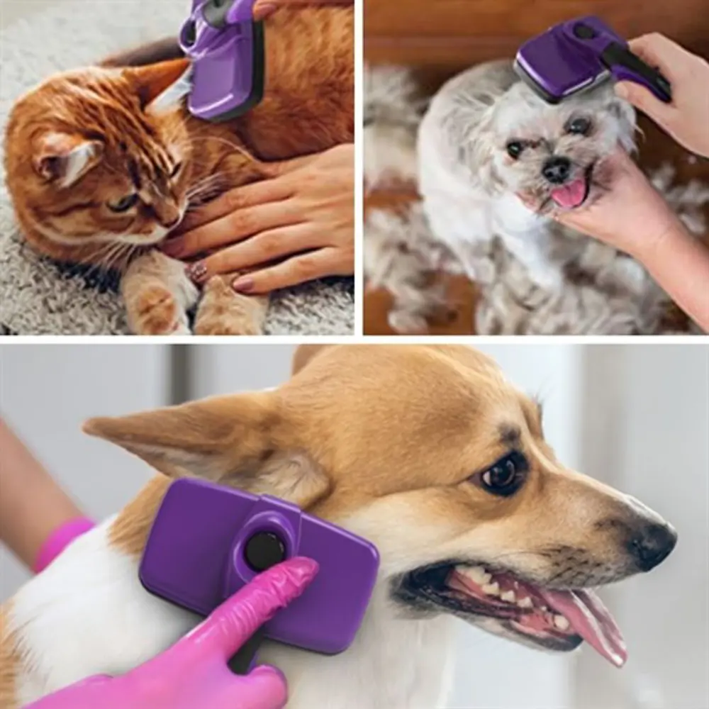 Otomatik Temizlenebilen Tuşlu Pratik Kedi Köpek Tüy Toplama Fırça