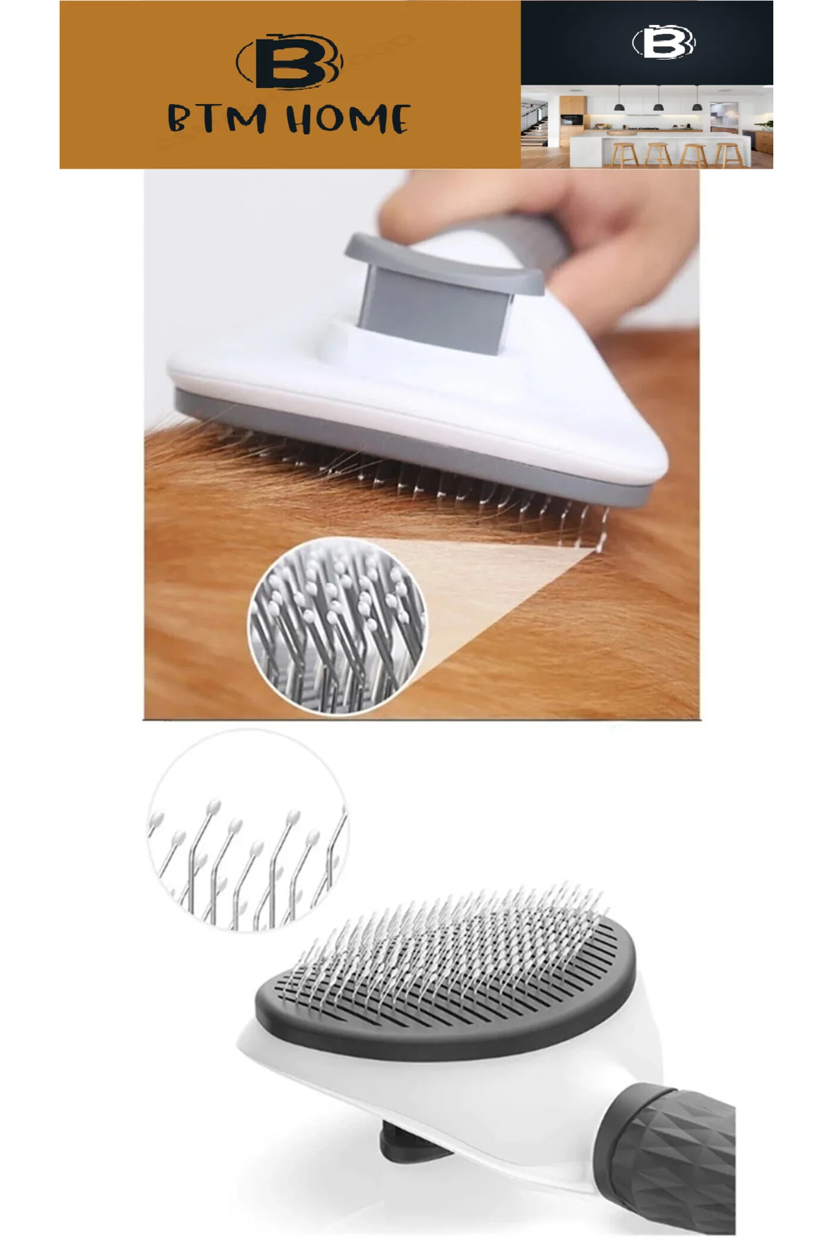 Otomatik Temizlenen Tuşlu Evcil Hayvan Fırçası Kedi Köpek Tüy Top