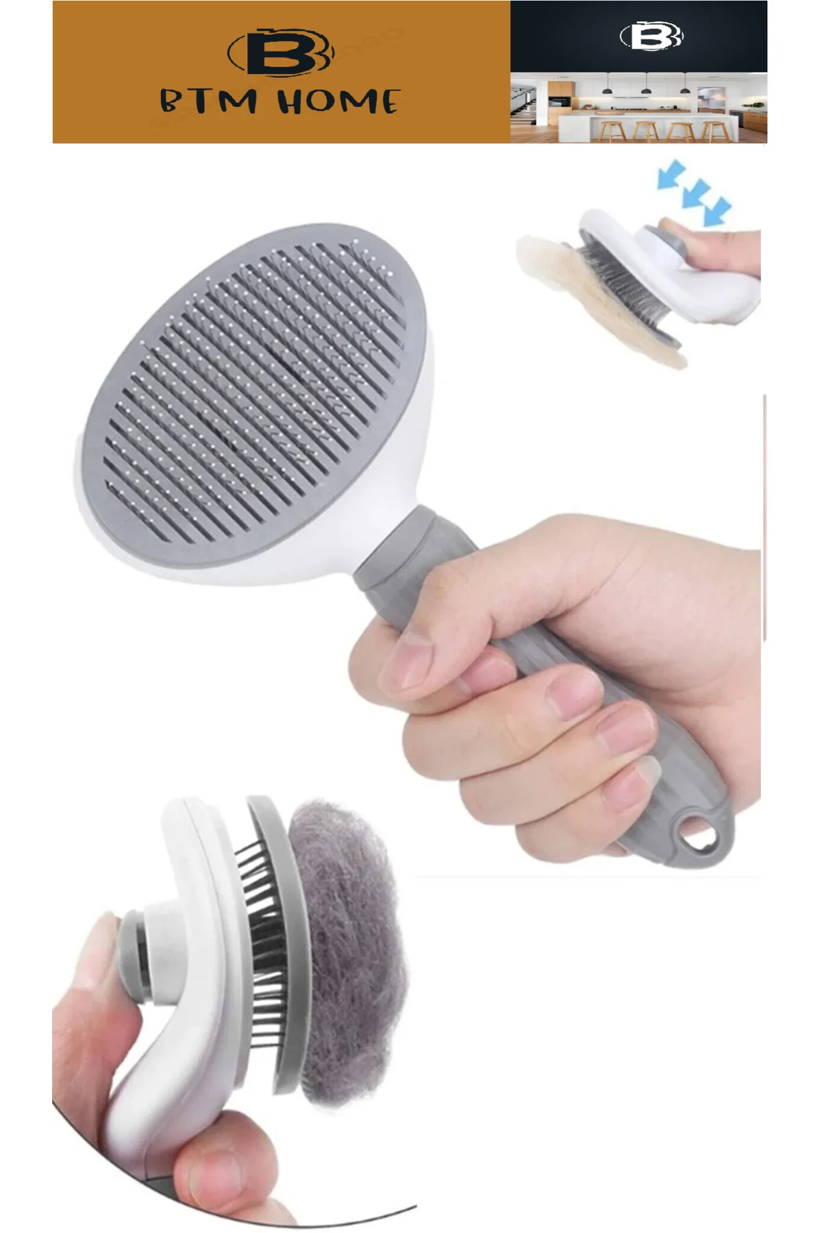 Otomatik Temizlenen Tuşlu Evcil Hayvan Fırçası Kedi Köpek Tüy Top