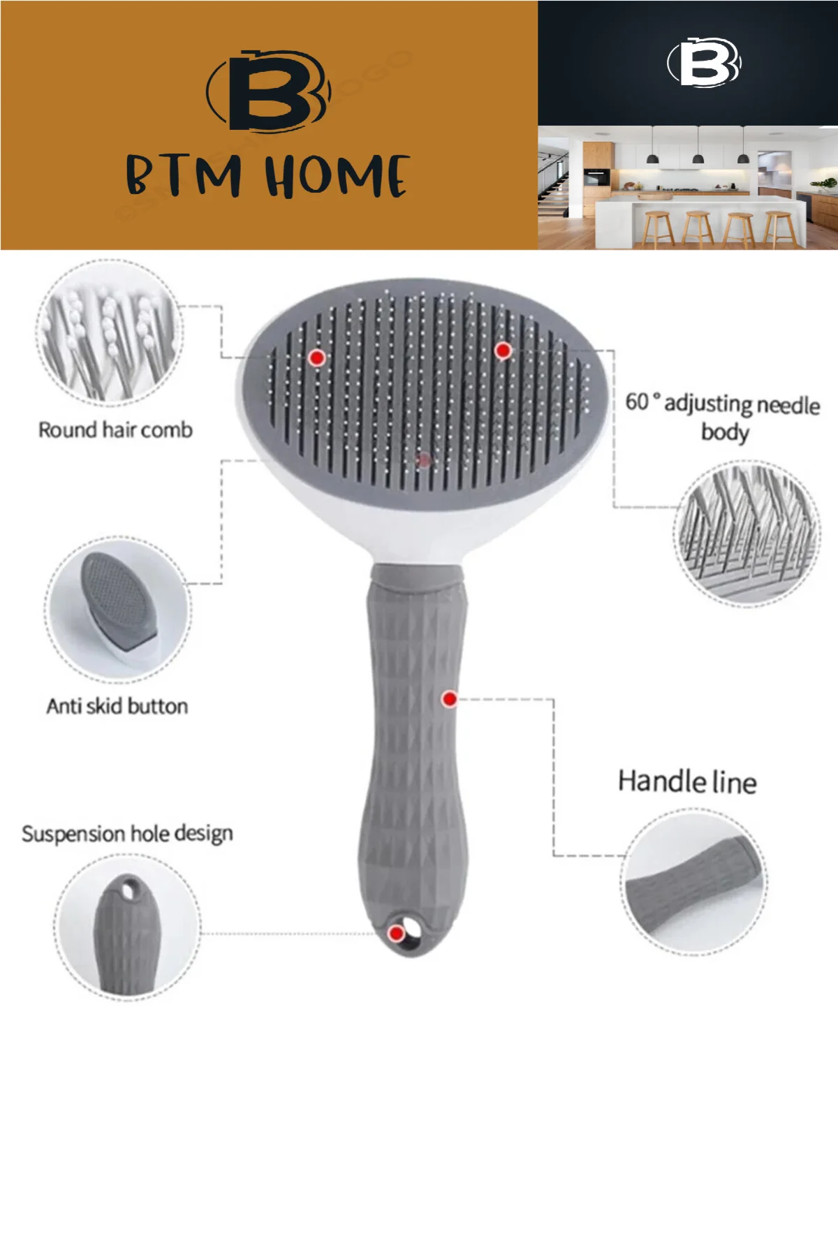 Otomatik Temizlenen Tuşlu Evcil Hayvan Fırçası Kedi Köpek Tüy Top