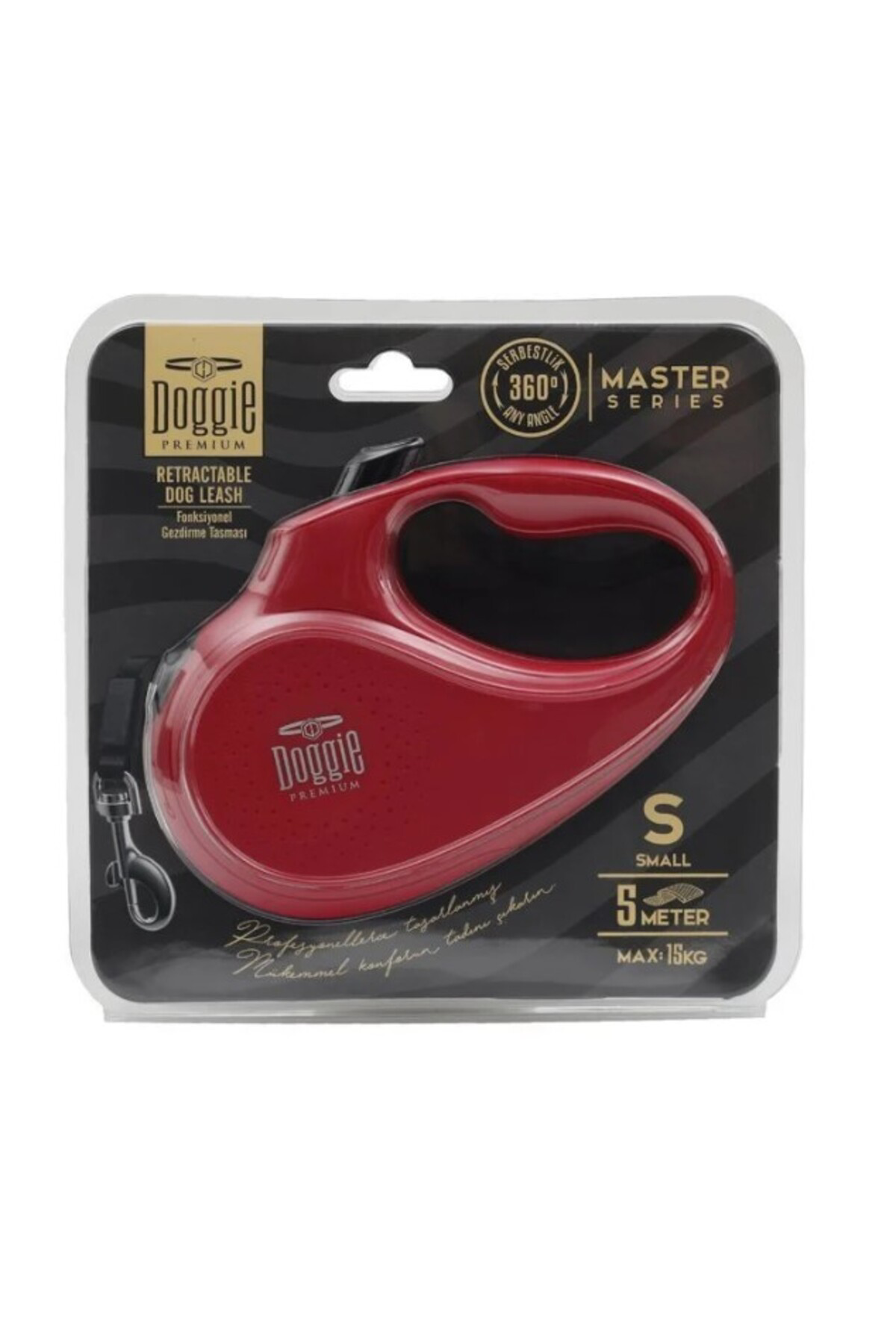 Doggie Otomatik Uzatma Tasması 5 Metre S Beden Kırmızı | Serbest Dolaşma
