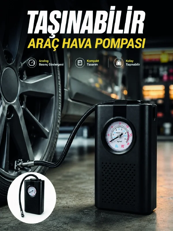 Otomobil Bisiklet ve Motosiklet İçin Taşınabilir Lastik Hava Pompası Fiyatı, Yorumları ve Özellikleri