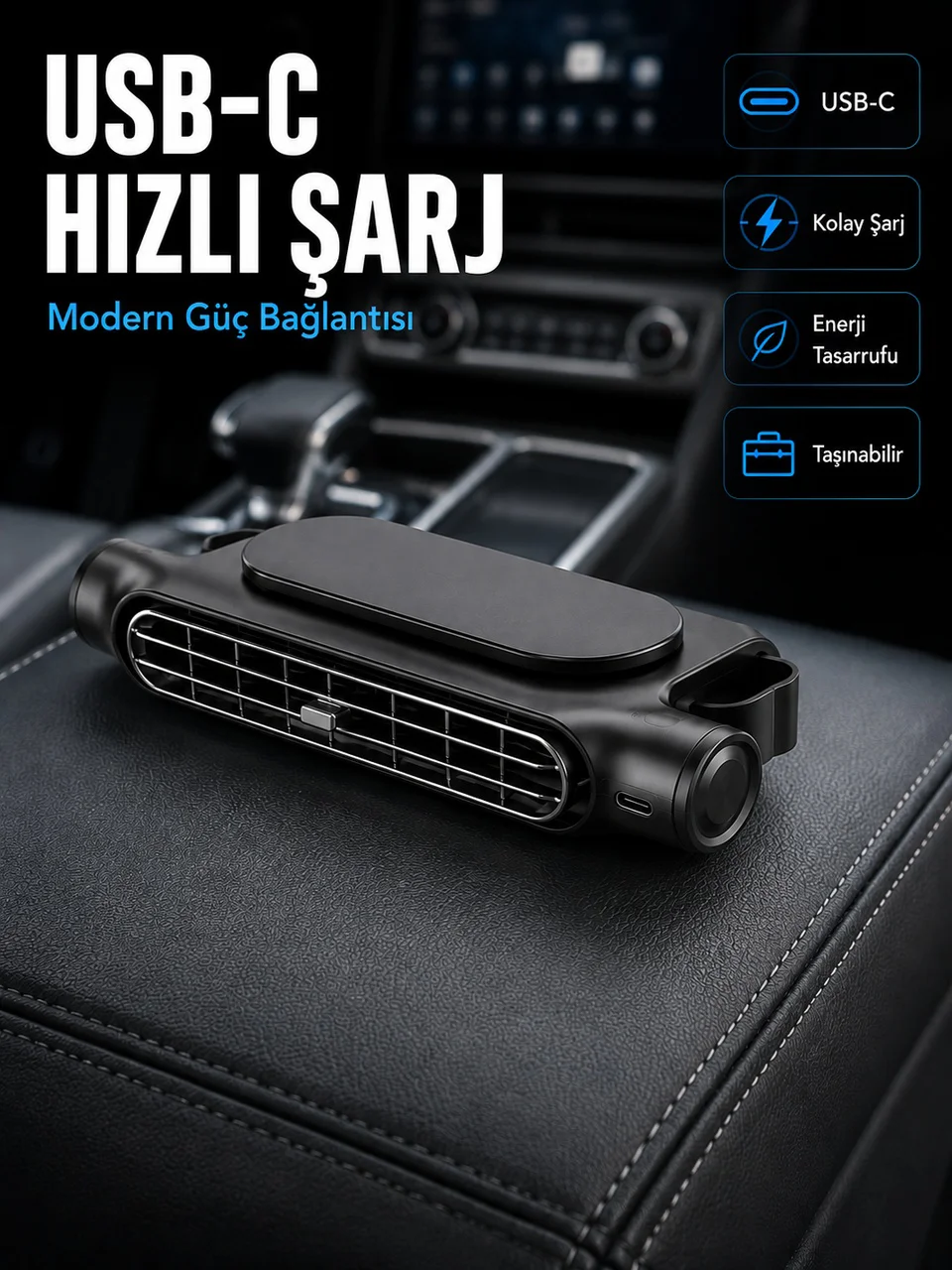Otomobil Koltuk Başlığı Fanı Güçlü Turbo Hava Akışı Sunan Araç İçi Soğutucu - Lisinya