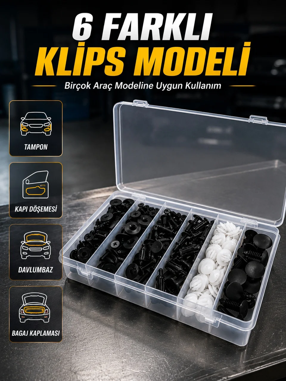 Otomotiv Plastik Klips Seti Kaporta, Çamurluk, Davlumbaz Ve İç Trim Klipsleri - Lisinya