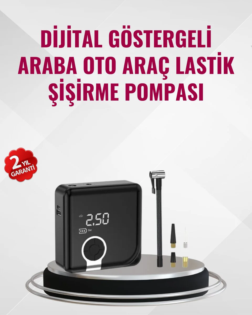 Otonom Taşınabilir Hava Kompresörü - 150 PSI LED Işıklı Lastik Şişirici ve Otonom Şişirme Cihazı