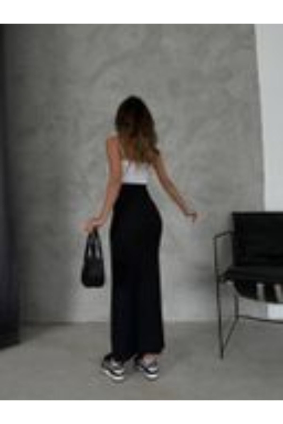 Ottoman Kumaş İnce Fitilli Uzun Dar Yırtmaçlı Kalem Etek Önden Yı