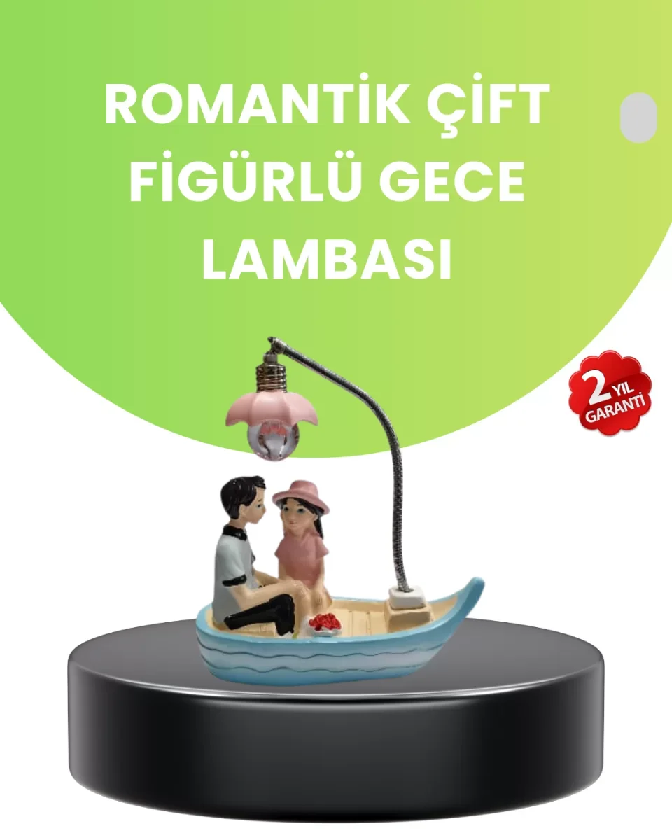 Oturan Çift Figürlü LED Masa Lambası Romantik Hediye - Lisinya