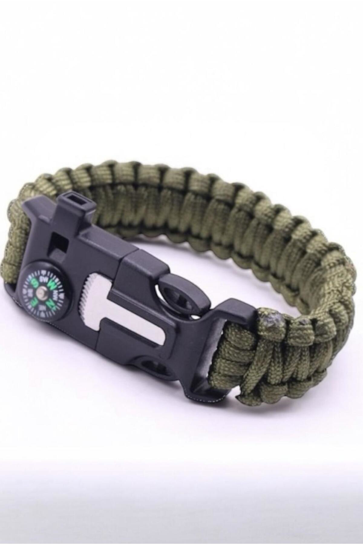 Outdoor Hayatta Kalma Bilekliği – Pusulalı, Düdüklü, Çok Fonksiyo