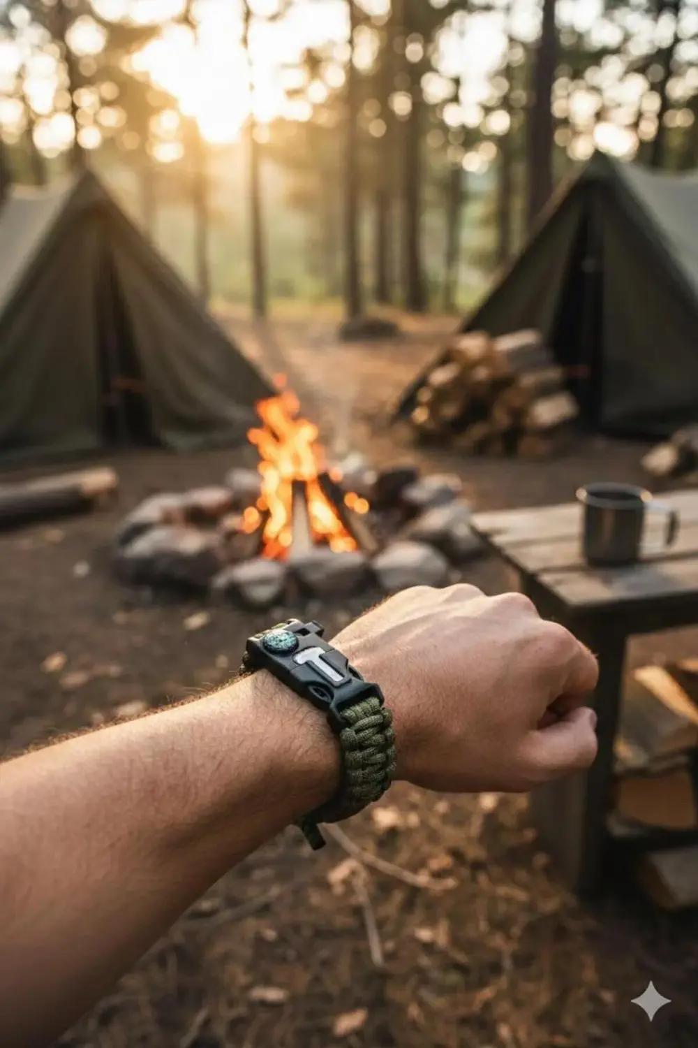 Outdoor Hayatta Kalma Bilekliği – Pusulalı, Düdüklü, Çok Fonksiyo