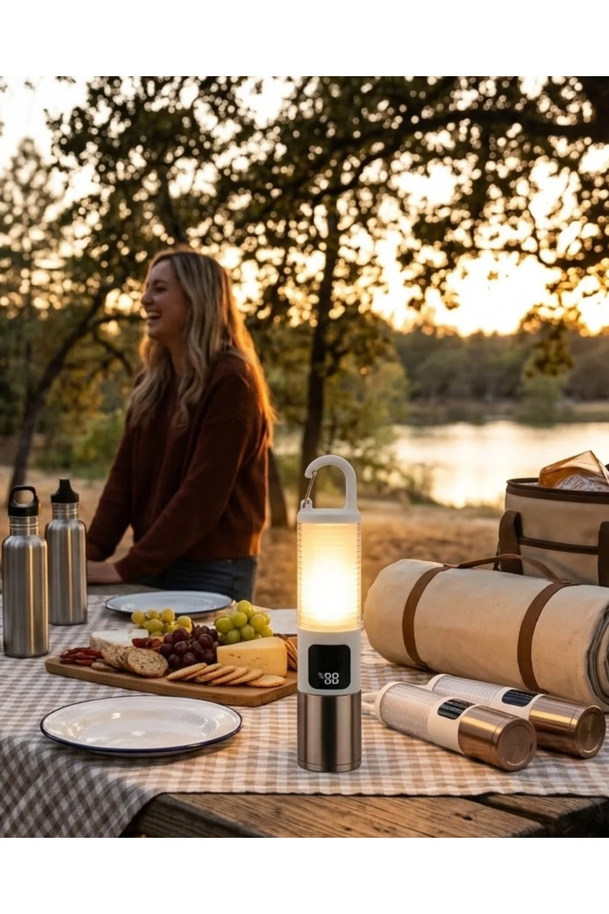 Outdoor Kamp Feneri USB Şarjlı Yüksek Parlaklık Güç Ekranlı LED A