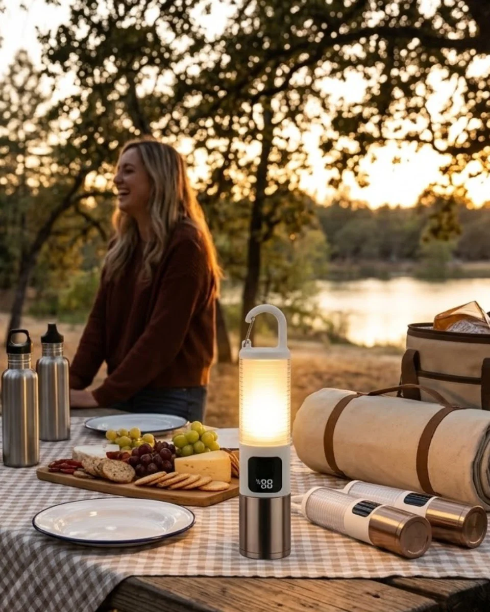 Outdoor Kamp Feneri USB Şarjlı Yüksek Parlaklık Güç Göstergeli LED Aydınlatma