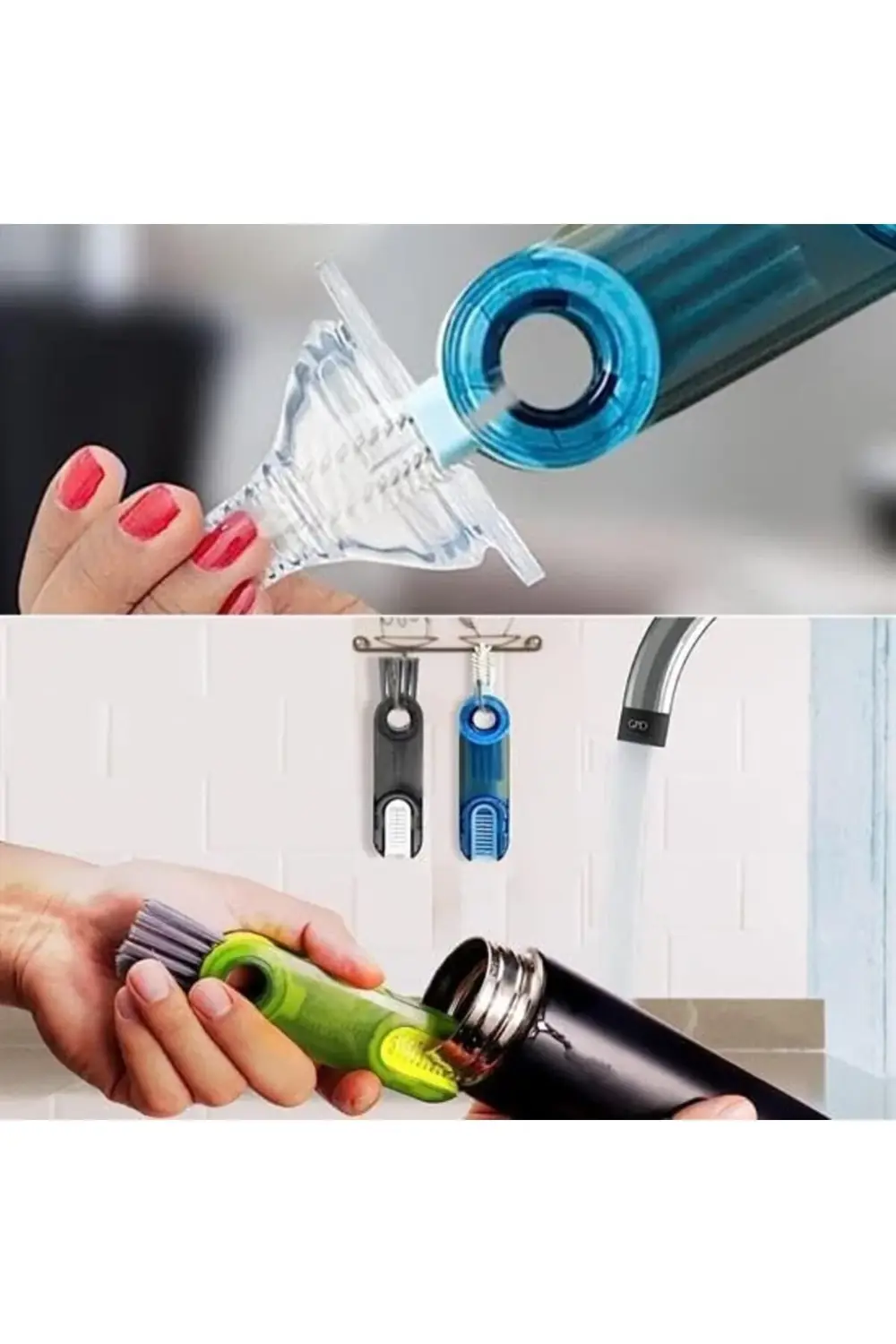 Outlet 3 Fonksiyonlu Pratik Şişe Temizleme Fırçası Mutfak Araç İç
