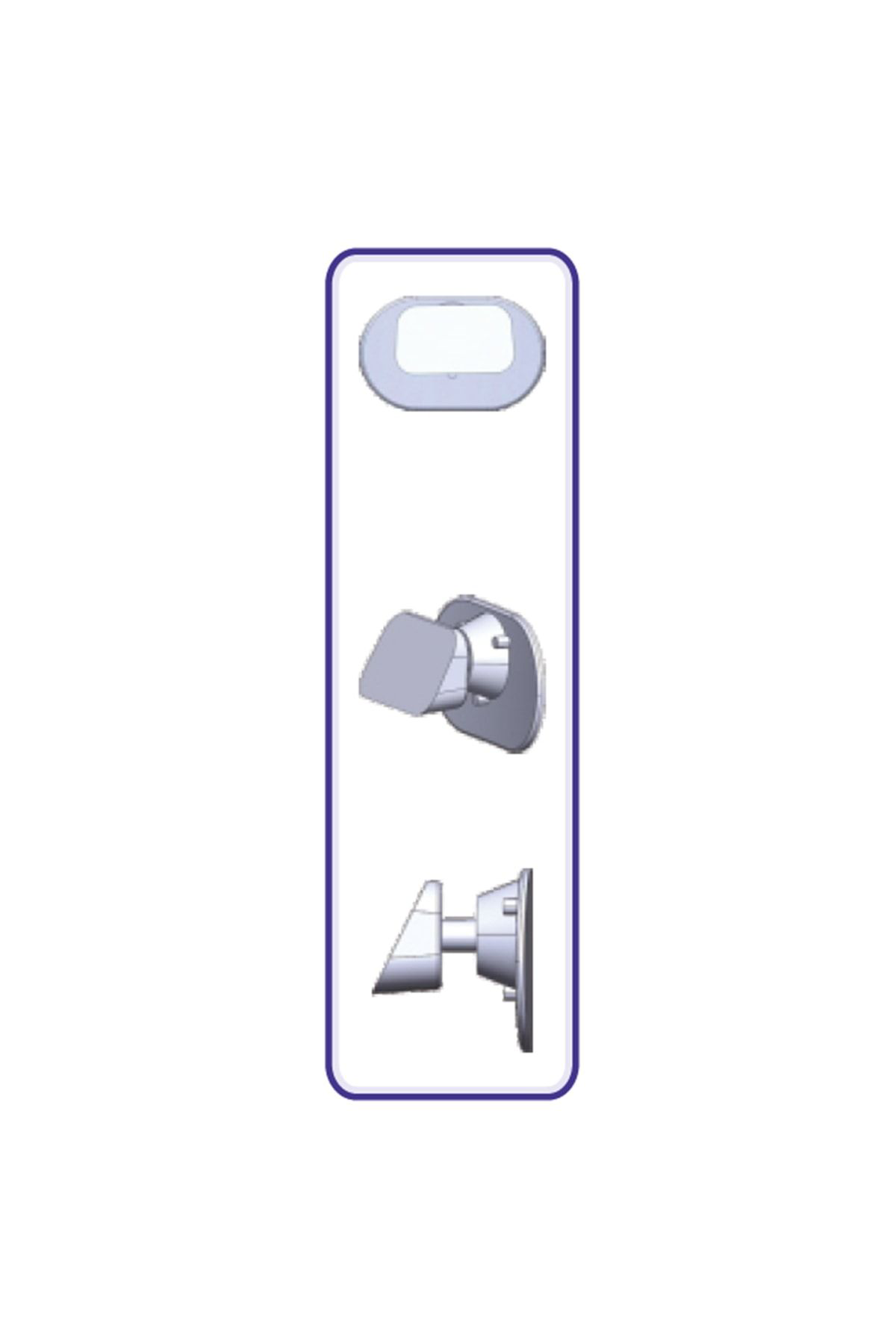 Ova-3 Yapıştırmalı Universal Iç Dikiz Aynası 16x4 Cm Gri