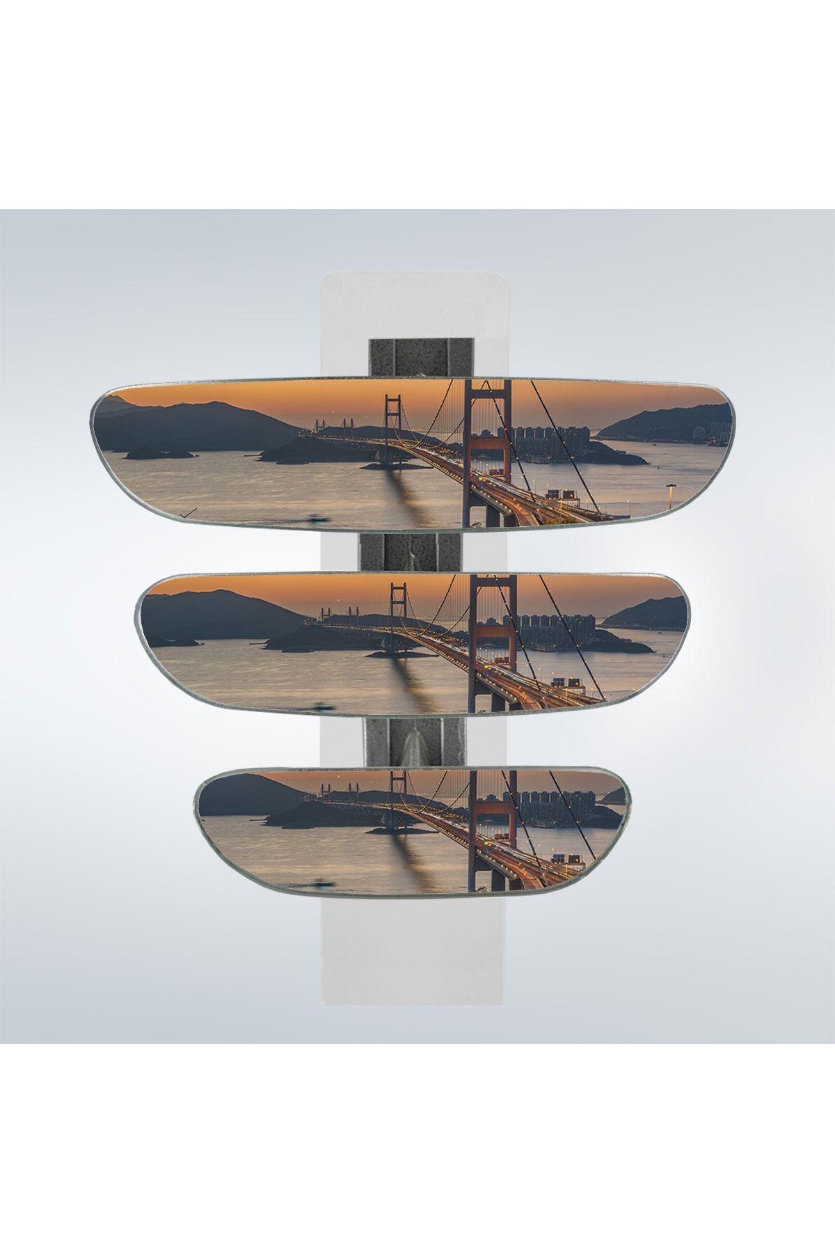 Takgör Ova 3'Lü Eğik Kollu Universal İç Dikiz Aynası Seti Gri