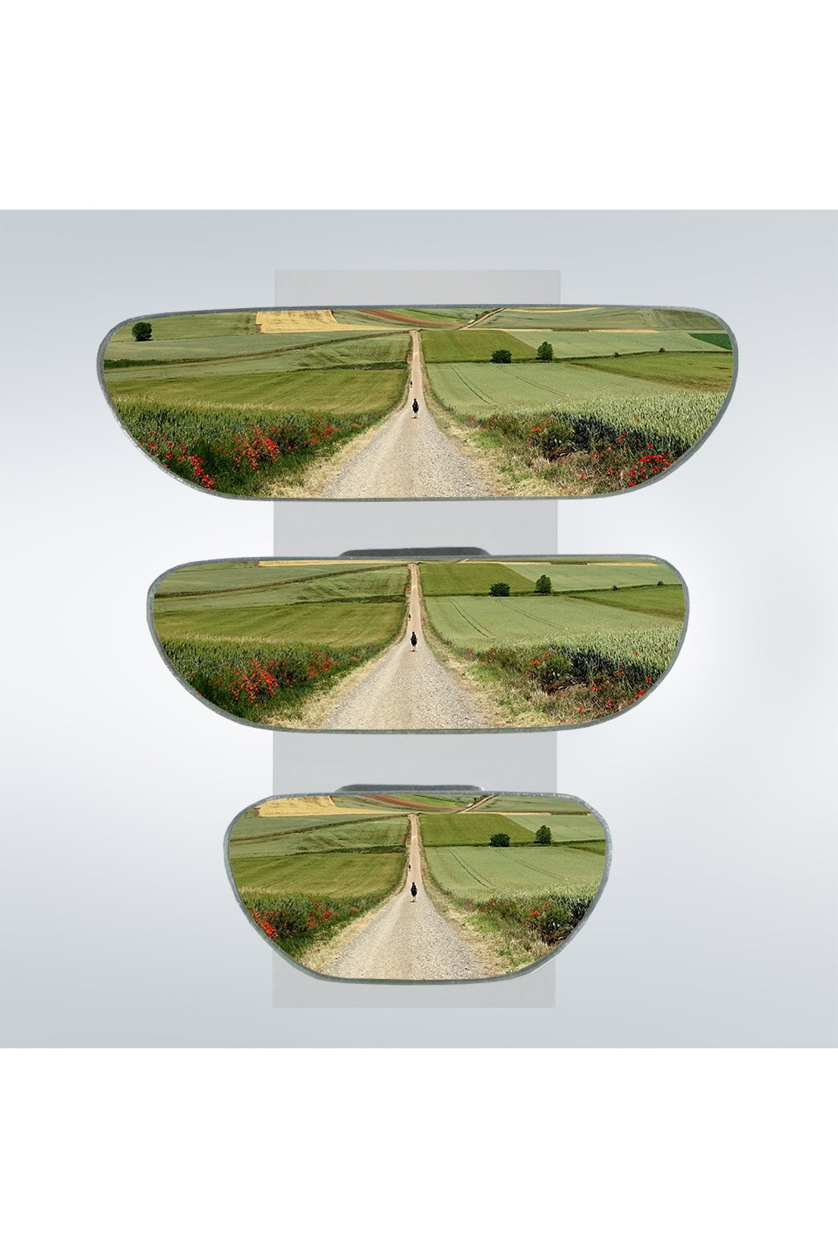 Ova 3'lü Yapıştırmalı Universal Iç Dikiz Aynası Seti Gri