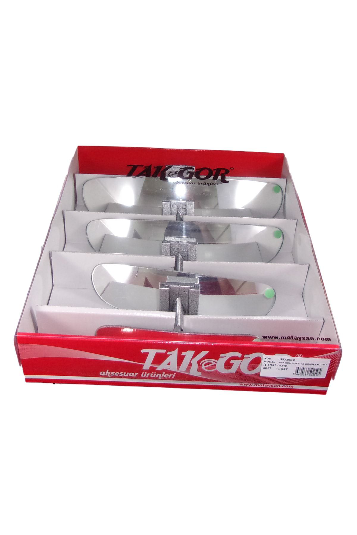 Takgör Ova 4'Lü Dik Kollu İç Dikiz Aynası Seti Gri