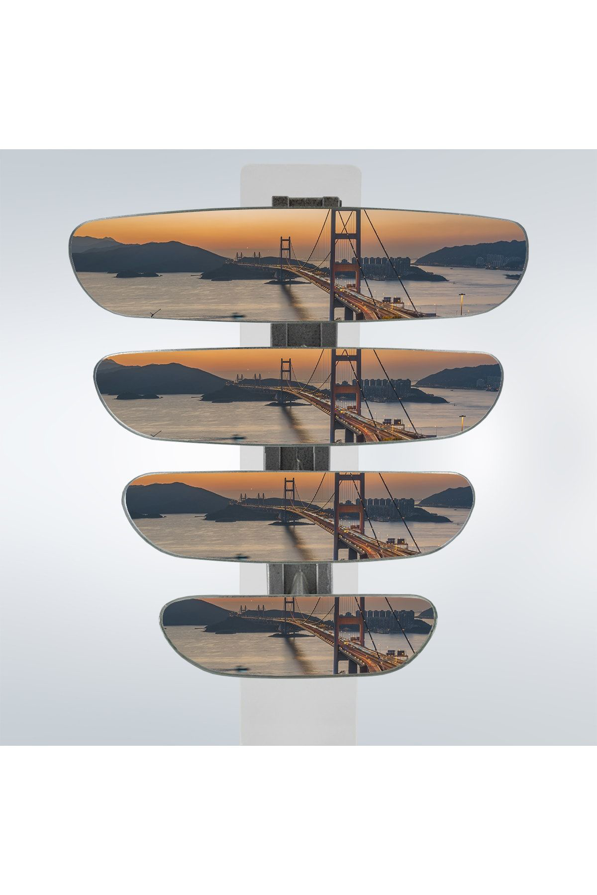 Ova 4'lü Eğik Kollu Universal Iç Dikiz Aynası Seti Gri