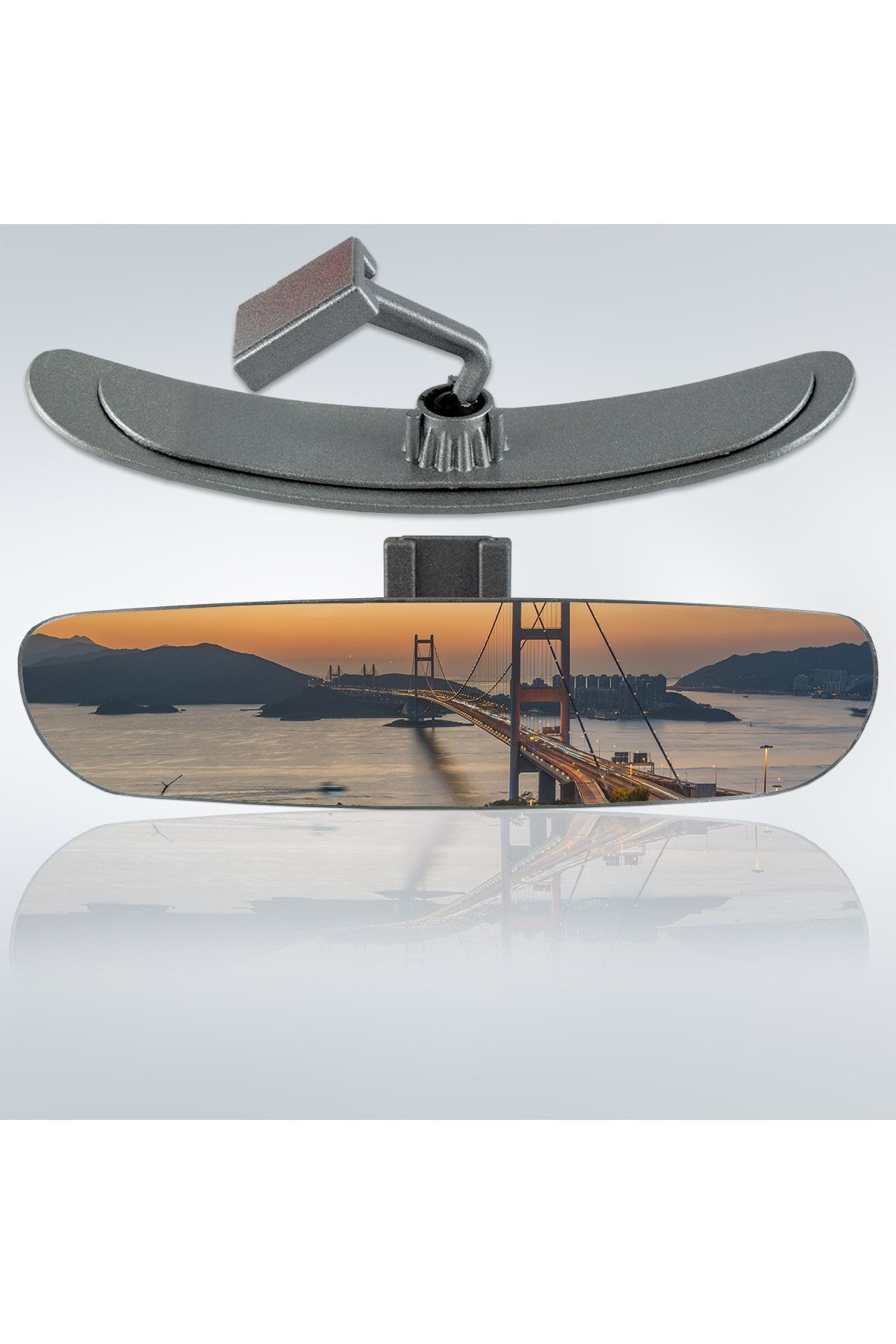 Ova-6 Eğik Kollu Universal Iç Dikiz Aynası 26x6 Cm Gri