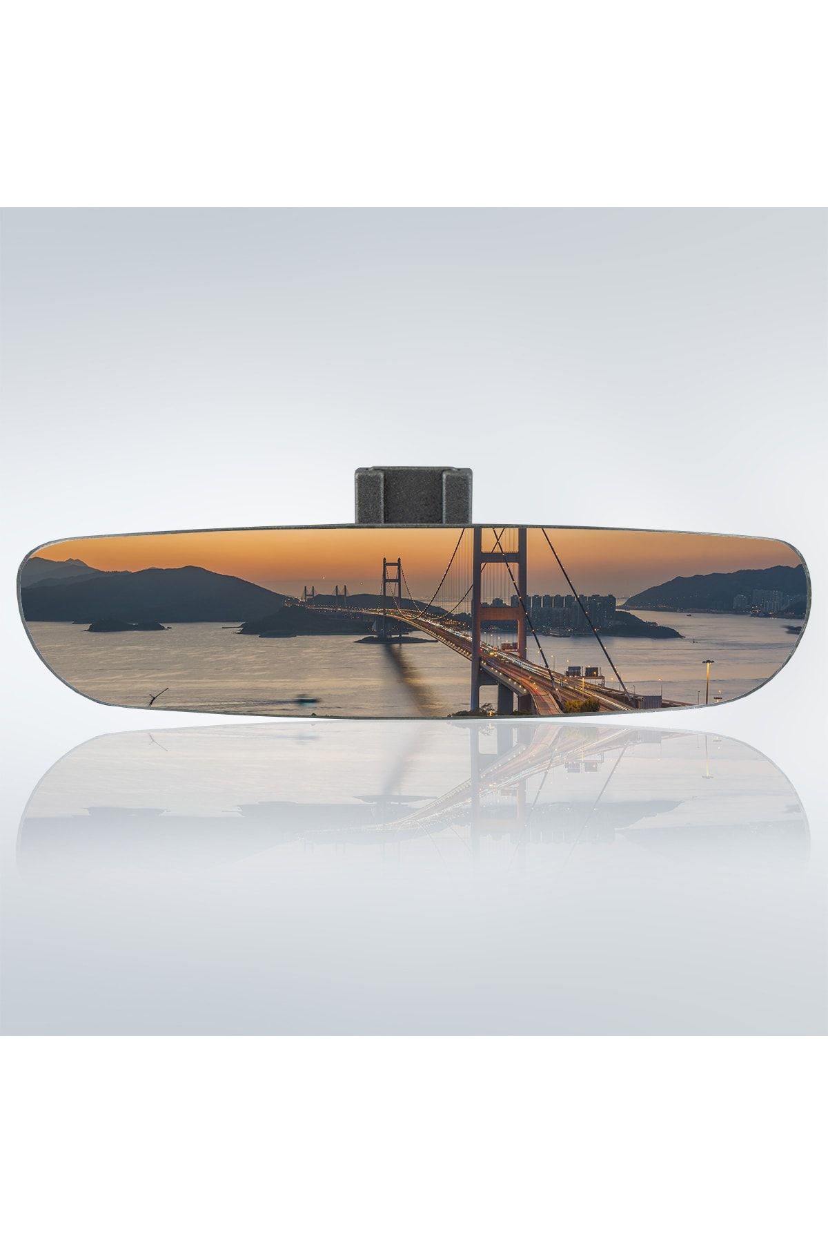 Ova-6 Eğik Kollu Universal Iç Dikiz Aynası 26x6 Cm Gri