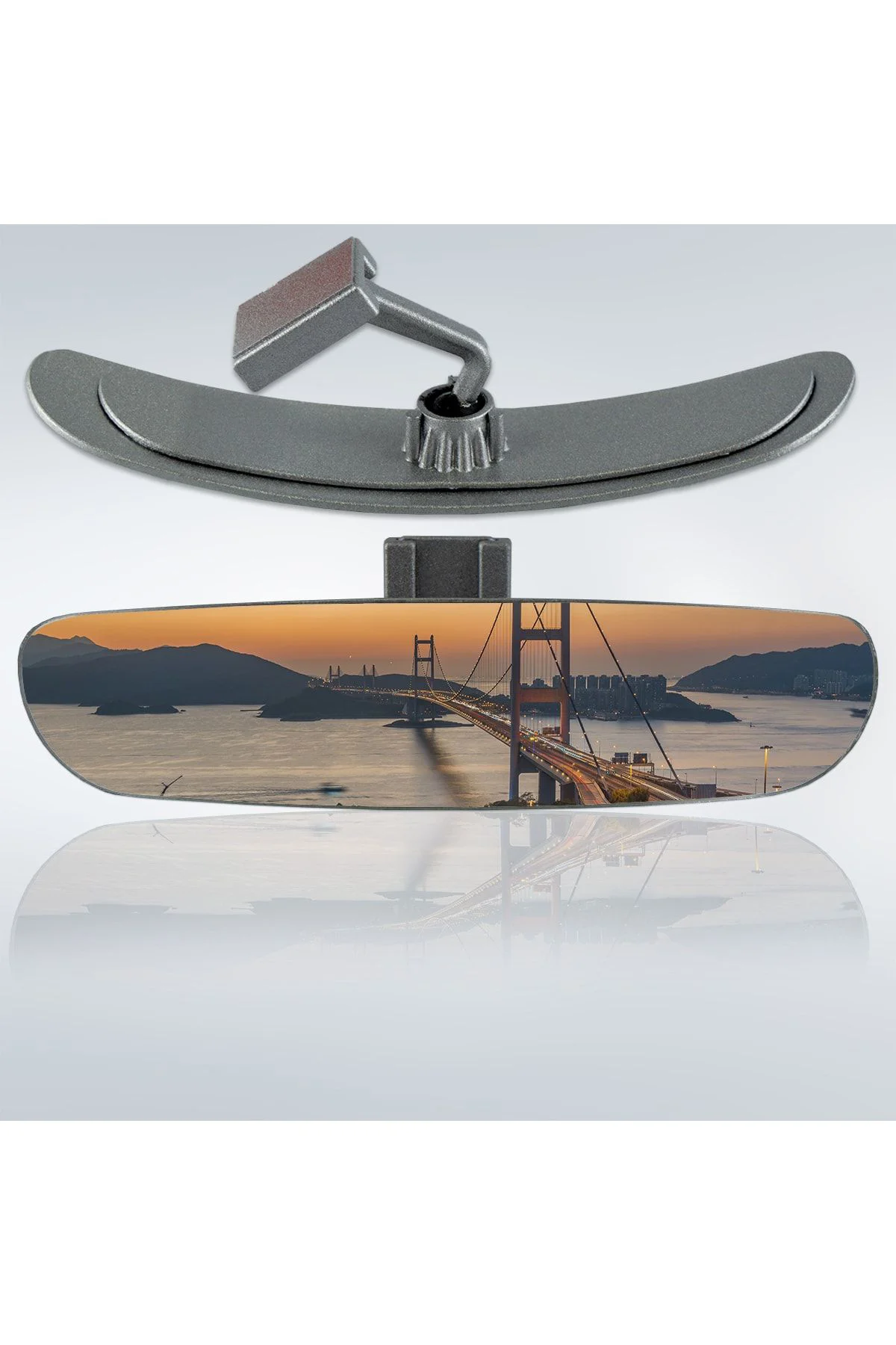 Ova-6 Eğik Kollu Universal Iç Dikiz Aynası 26x6 Cm Gri