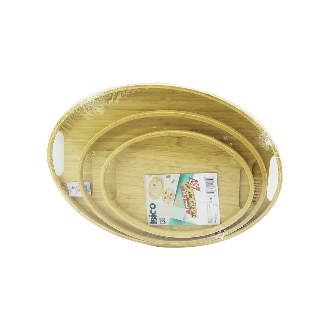 Oval - 3 Boy Bambu Ahşap Tepsi Seti 20x29--26x36--31x45cm Bx40 Fiyatı, Yorumları ve Özellikleri