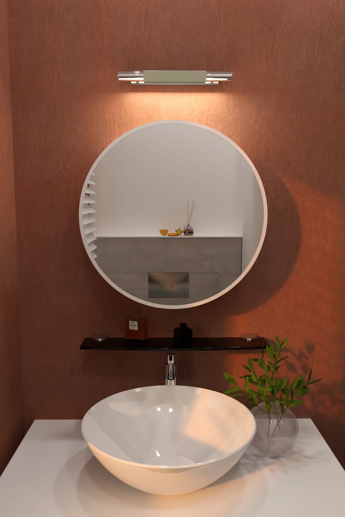 Oval Aynalı Banyo Dolabı