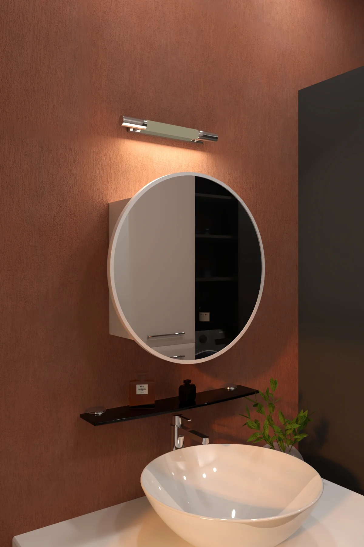 Oval Aynalı Banyo Dolabı