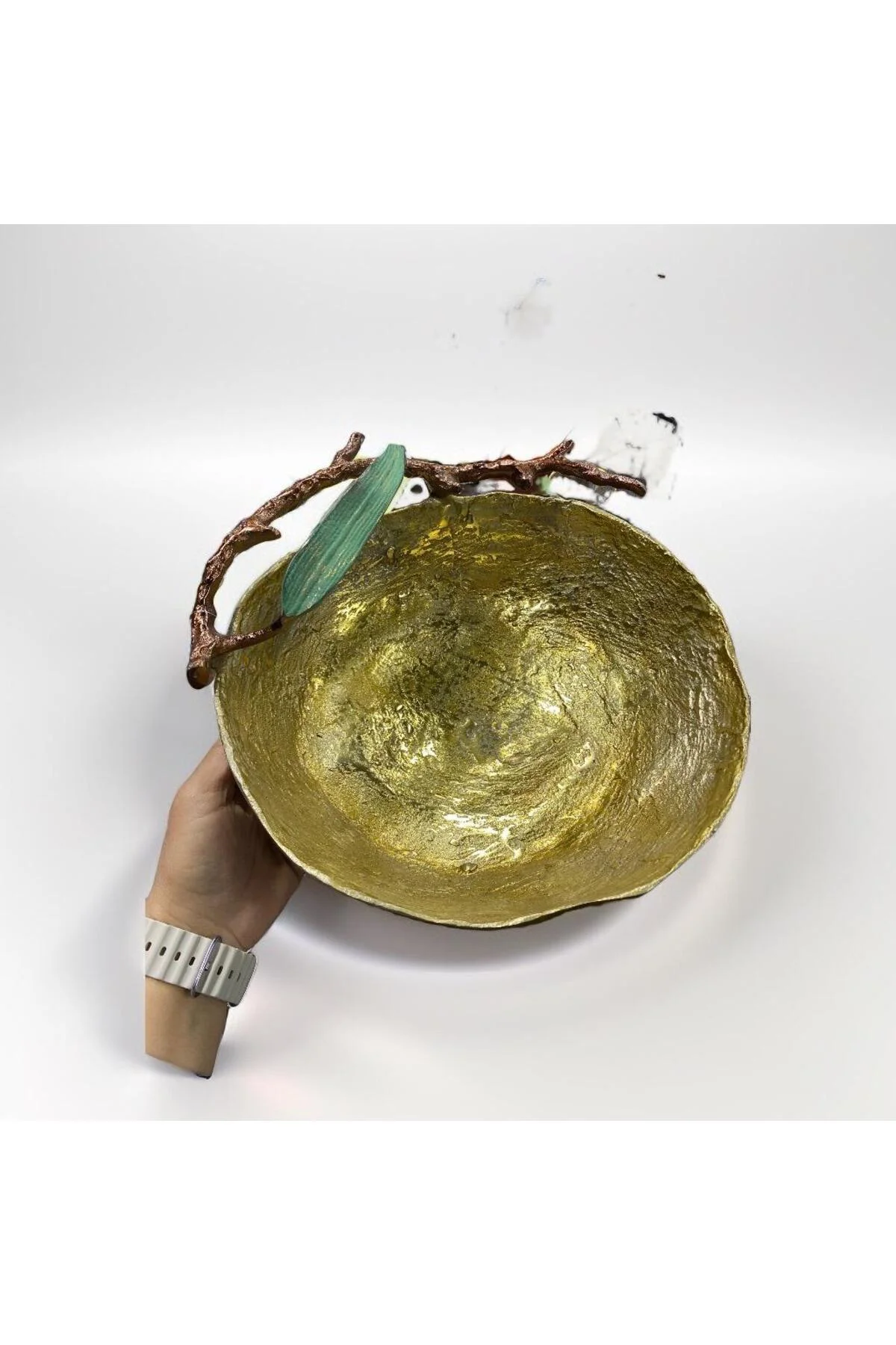 Oval Döküm Aliminyum  Gold Eskitme Ayaklı Kase Meyvelik