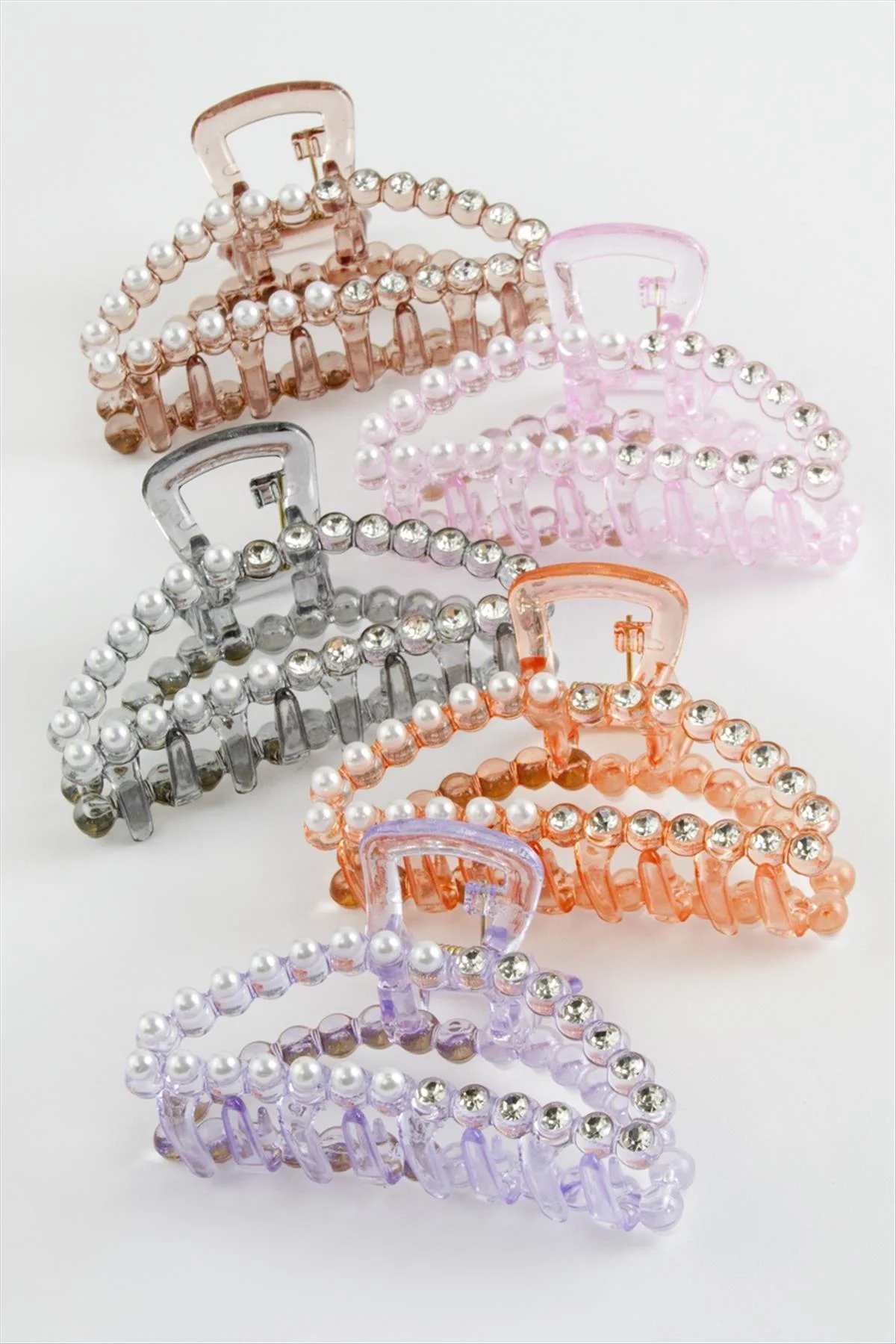 Oval İnci Taşlı Mandal Toka 8 cm