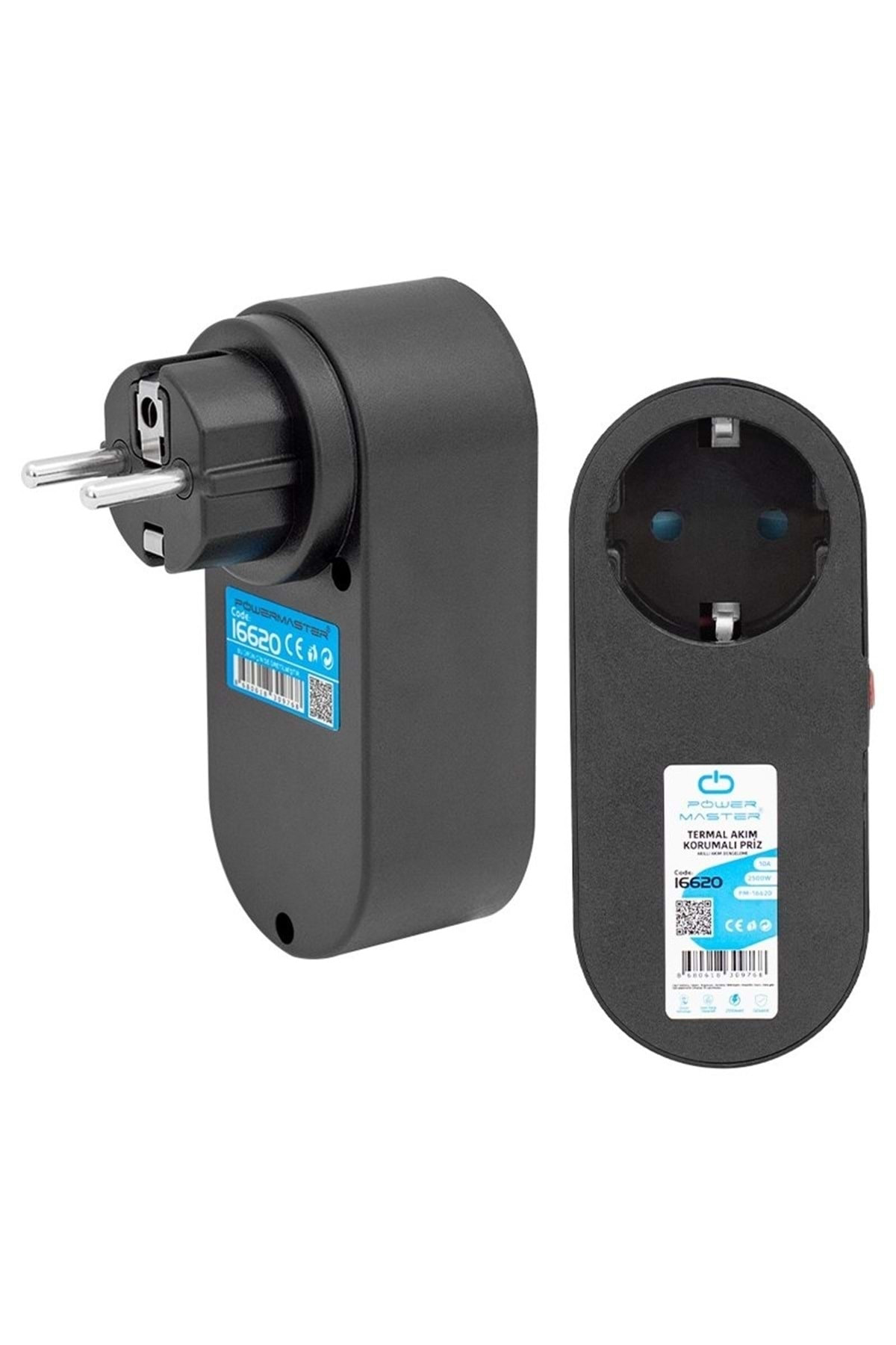 Oval Kasa Siyah Tekli Termal Akım Korumalı Priz (10a-2500w) Pm-16