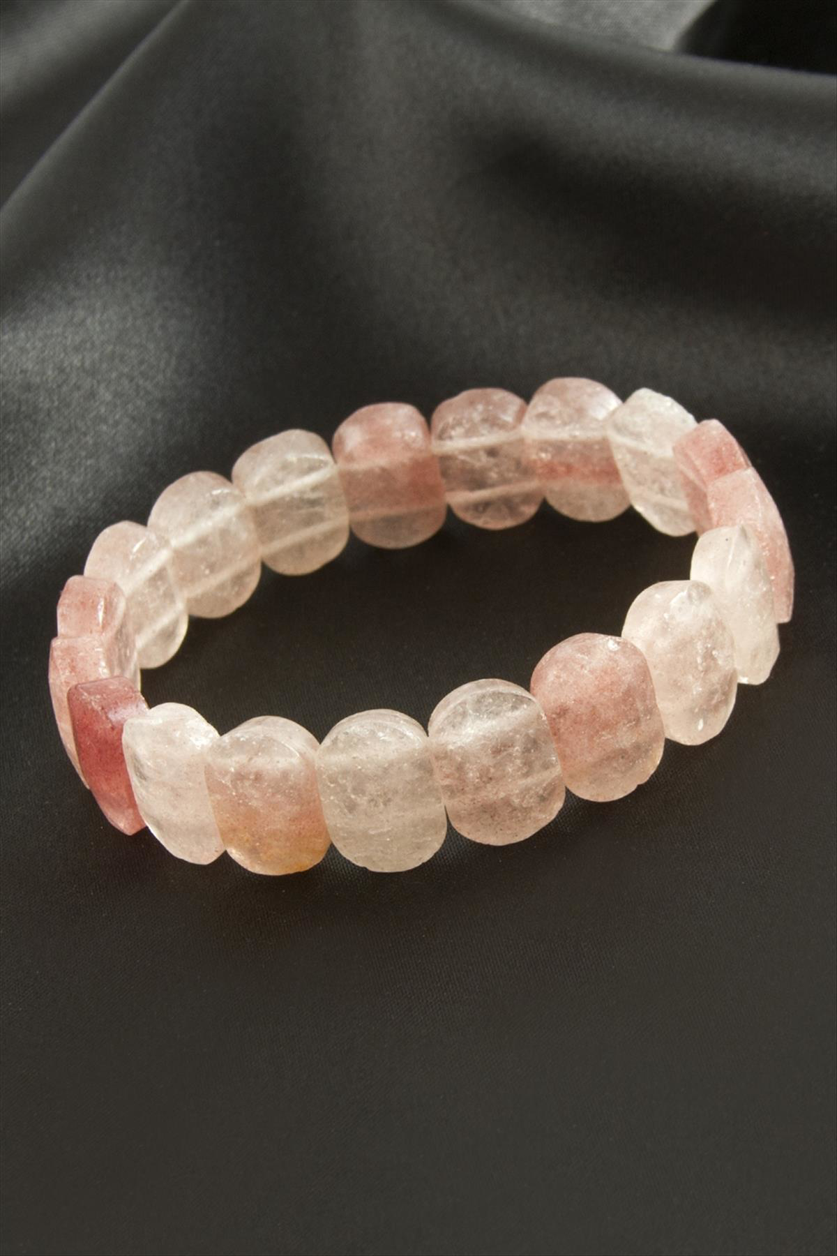 Oval Kesim Pembe Kuvars Doğaltaşlı Bileklik Oval Kesim Pembe Kuvars Doğaltaşlı Bileklik