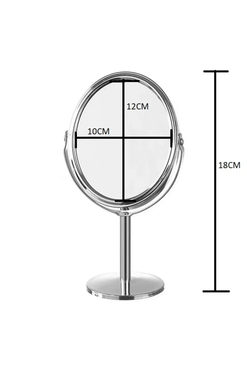 Oval Masaüstü Ayaklı 360° Dönebilen çift taraflı büyüteçli krom a