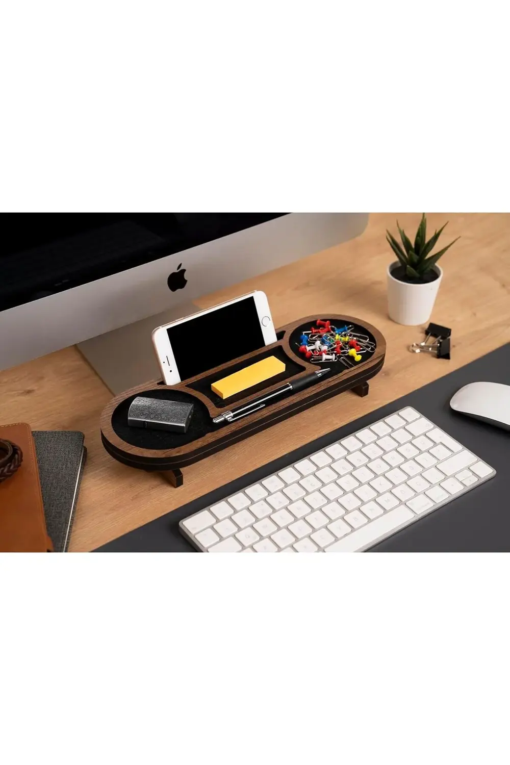 Oval Masaüstü Organizer Mini Ceviz 395519