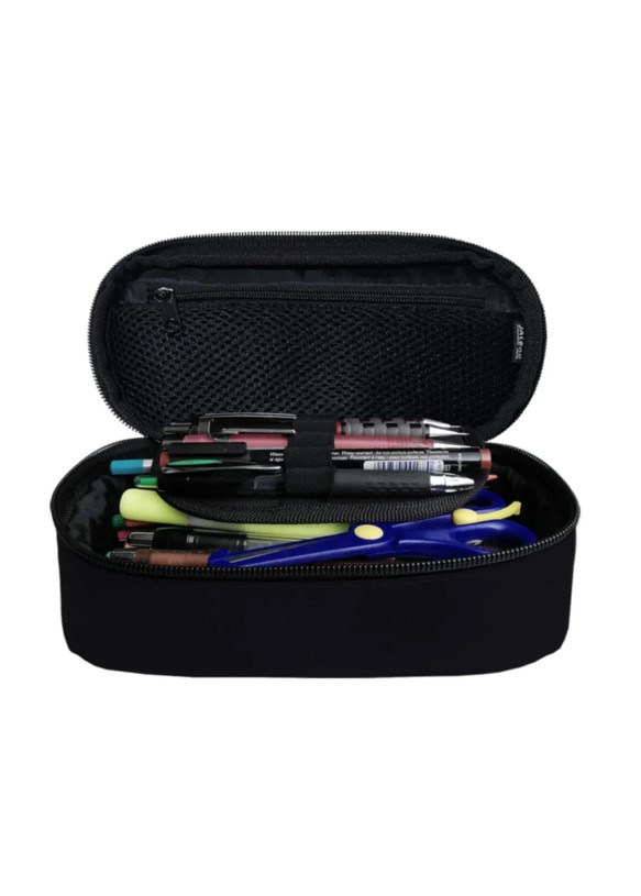 Oval Pencil Case-Oval Tip Geniş Iç Hacimli Siyah Kalem Kutusu Kal