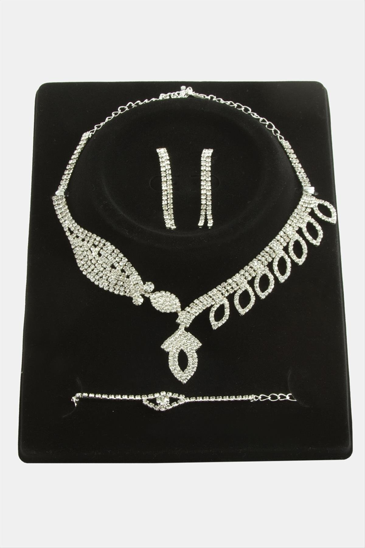 Oval Taşlı Lüks Set Kolye