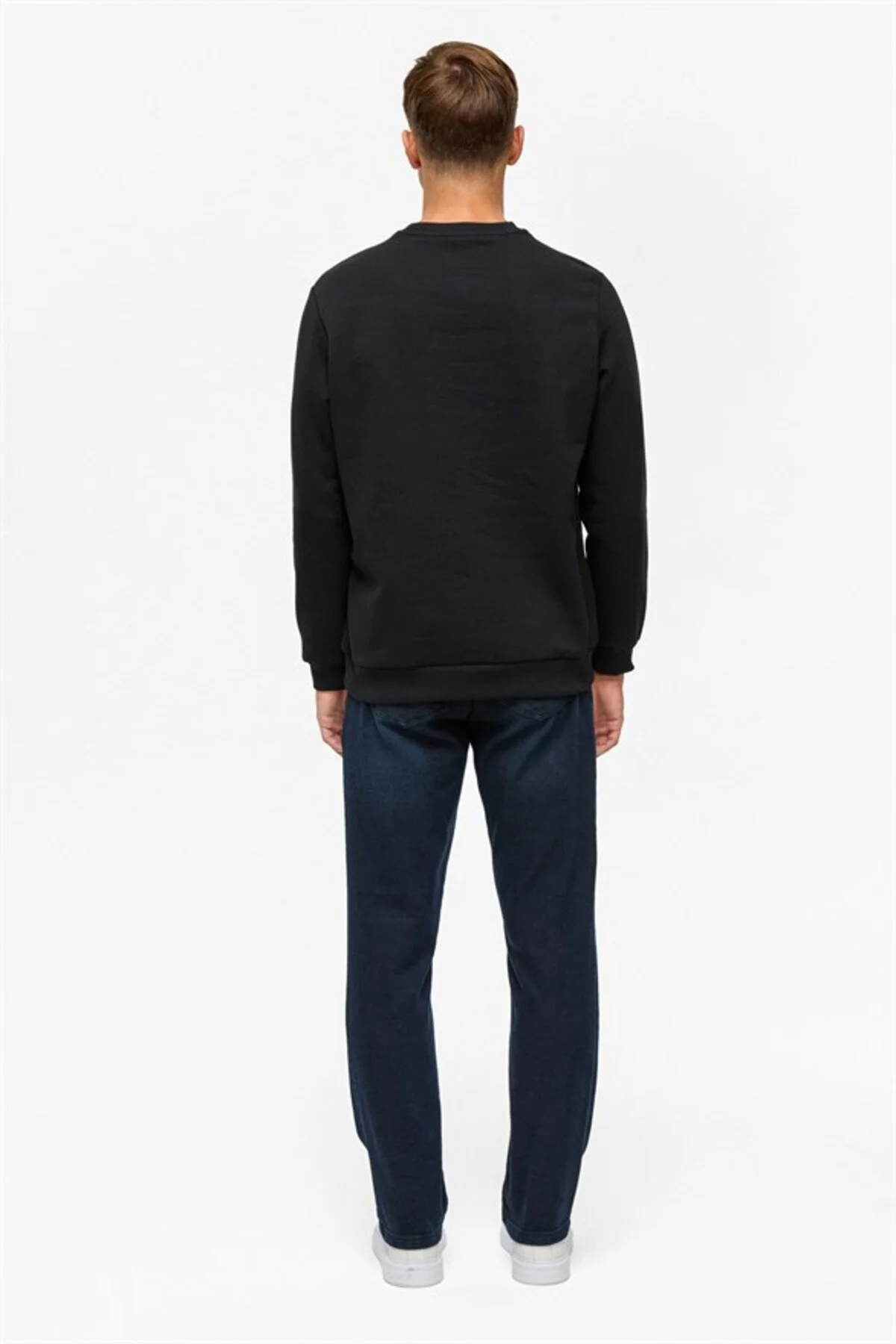 Oversize Kalıp Siyah O Yaka 3 İplik Yumuşak Dokulu Sweat