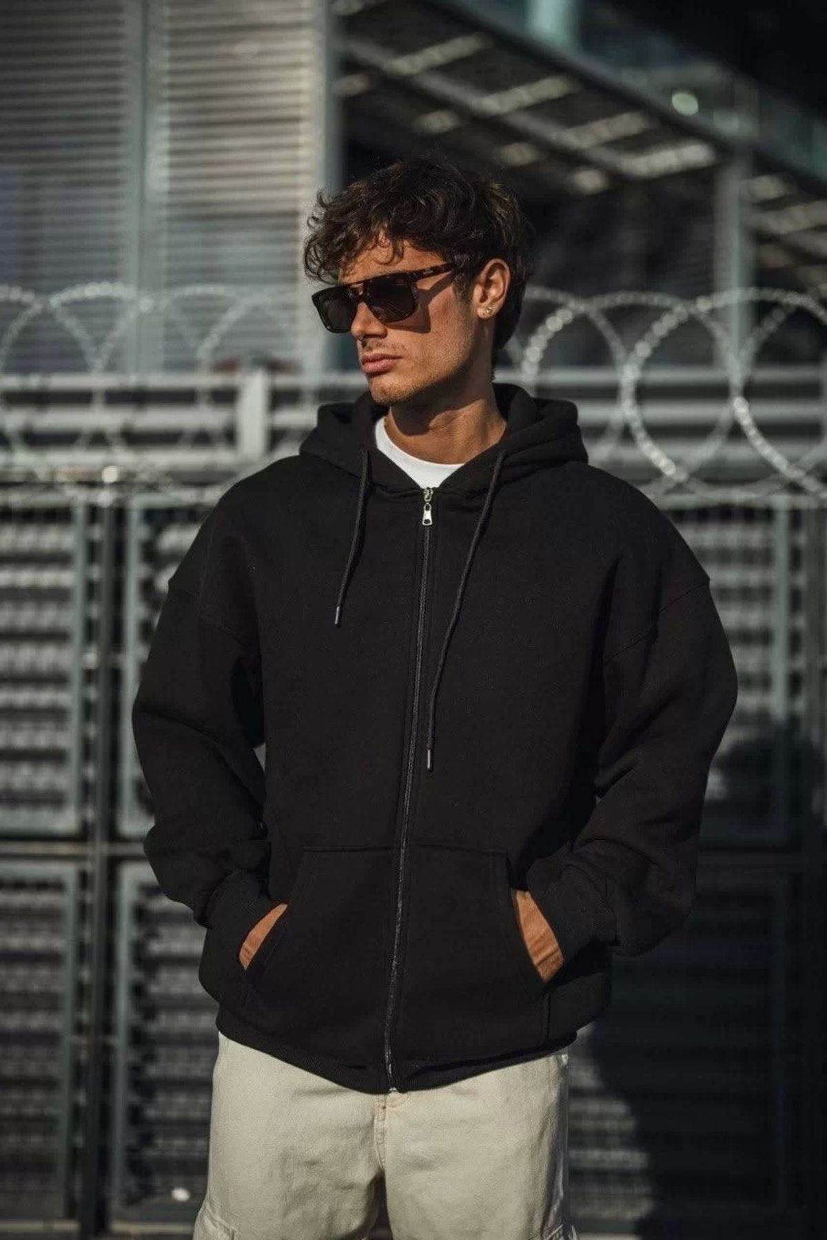 Tommy Hilfiger Oversize Tam Fermuarli Uzun Kol Hirka - Siyah