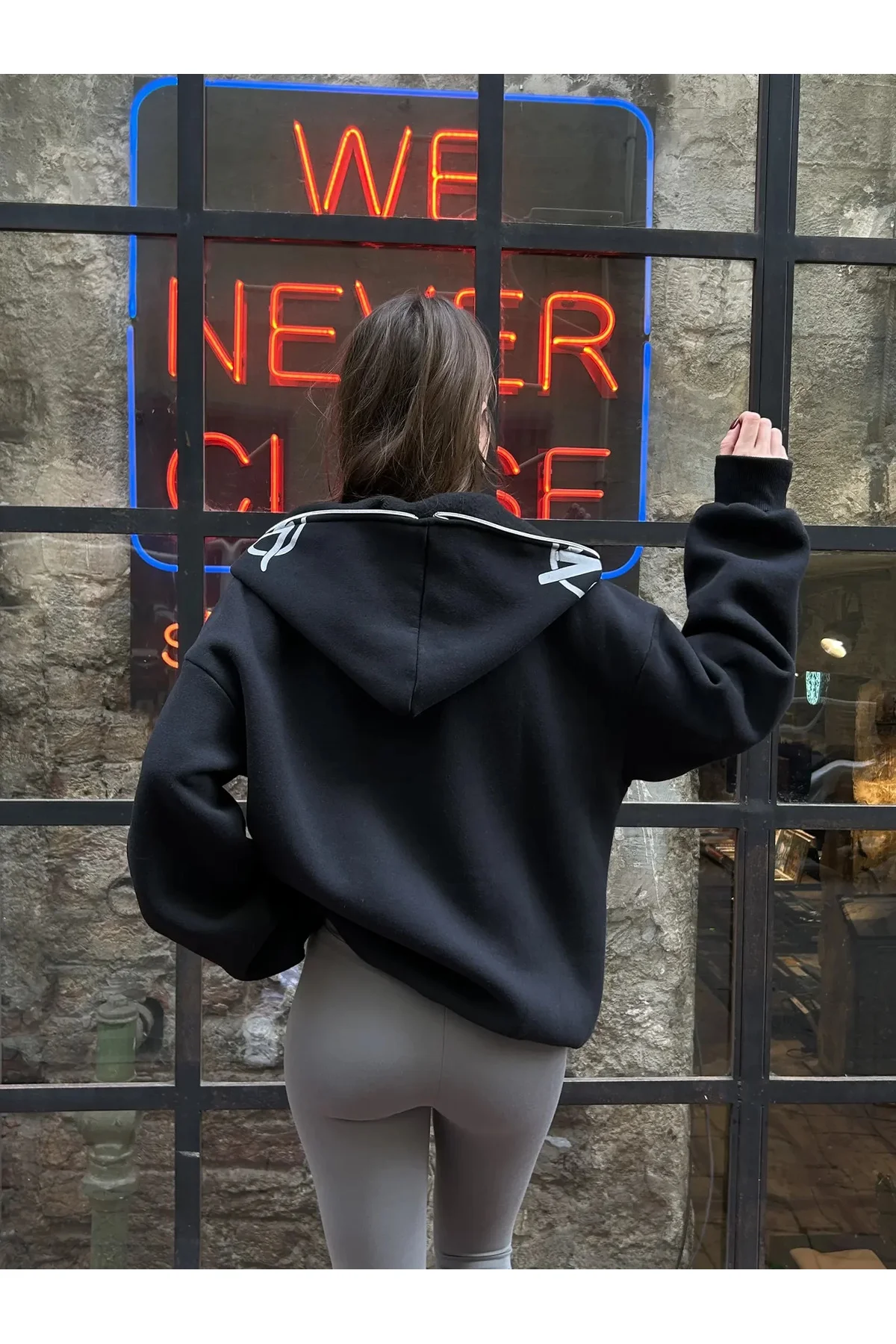 Oversize Zip-Up Graffiti Hoodie - Full Face Zip Oversize Zip-Up Graffiti Hoodie - Full Face Zip