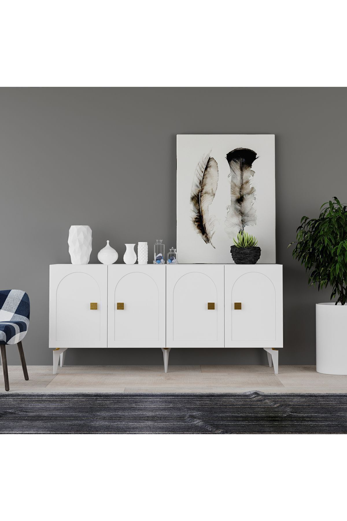 Cantek Dizayn Owen Konsol Beyaz (Beyaz Desen)