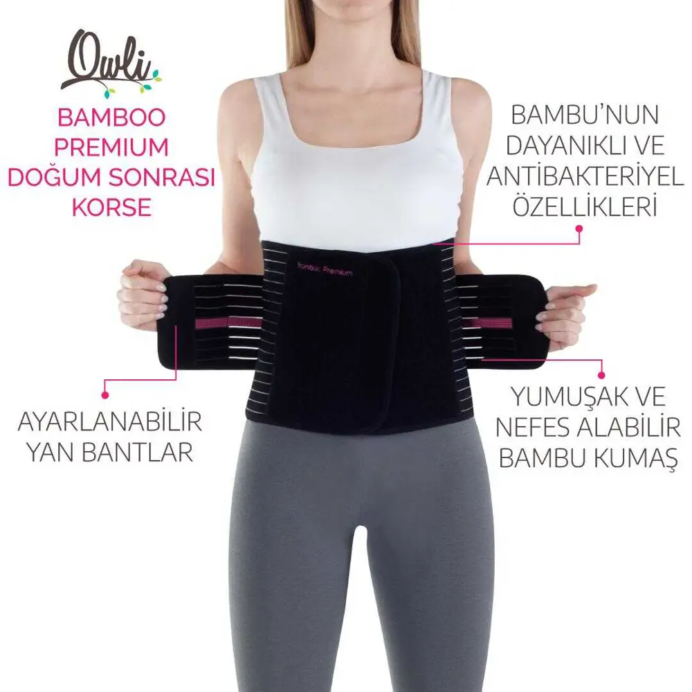 Owli Bamboo Premium Doğum Sonrası Korse Siyah