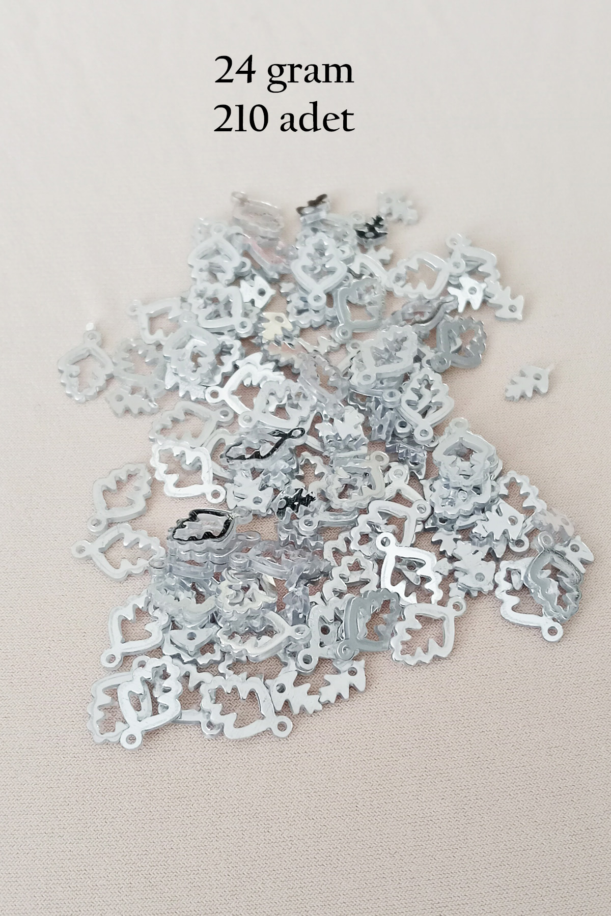 Oya Abiye Bileklik Kolye Pleksi Metalik Plastik Pul Gümüş Renk 24