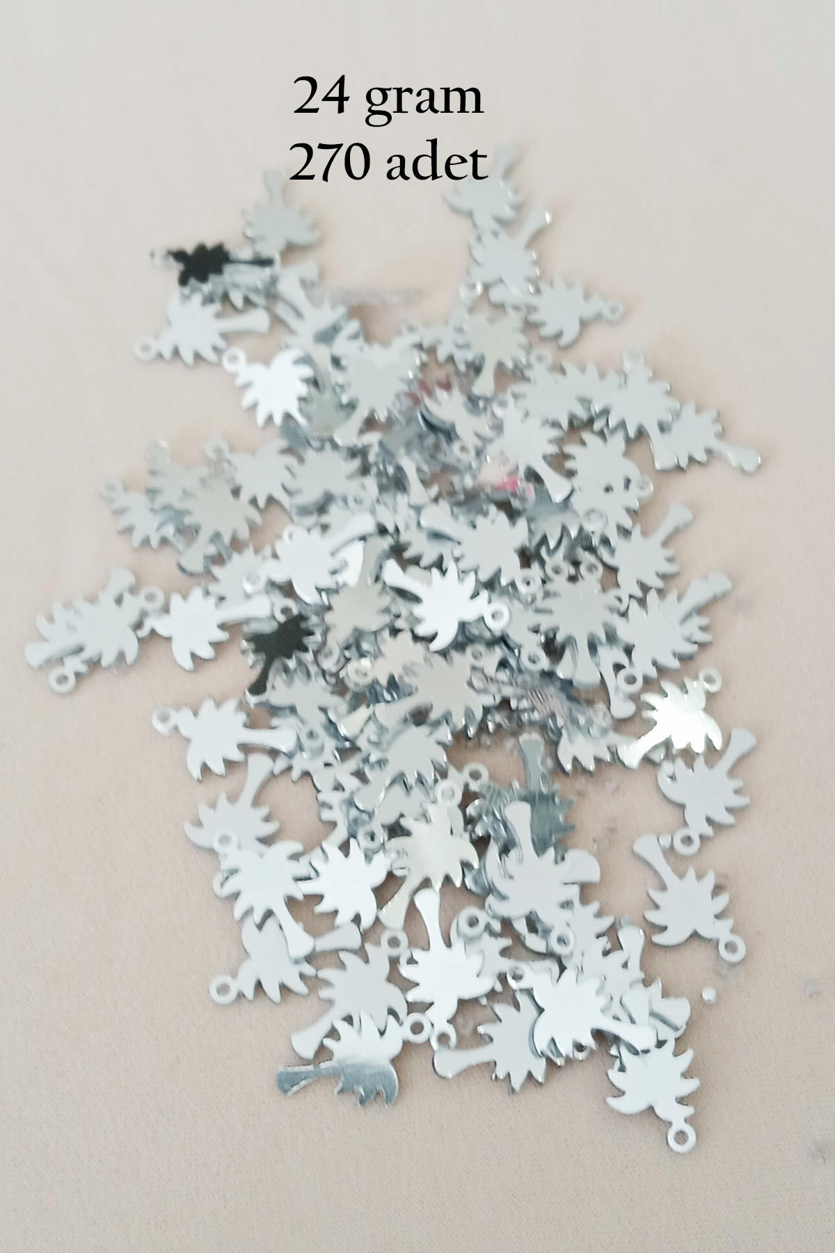 Oya Abiye Bileklik Kolye Pleksi Metalik Plastik Pul Gümüş Renk 24