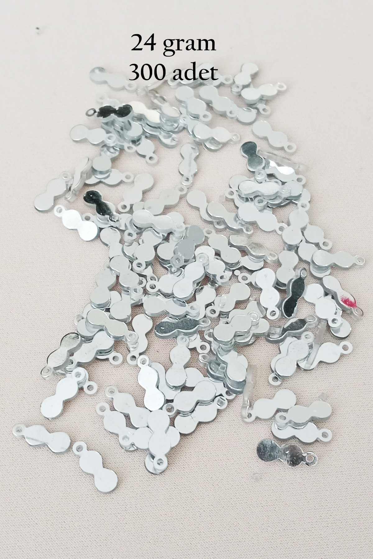 Oya Abiye Bileklik Kolye Pleksi Metalik Plastik Pul Gümüş Renk 24