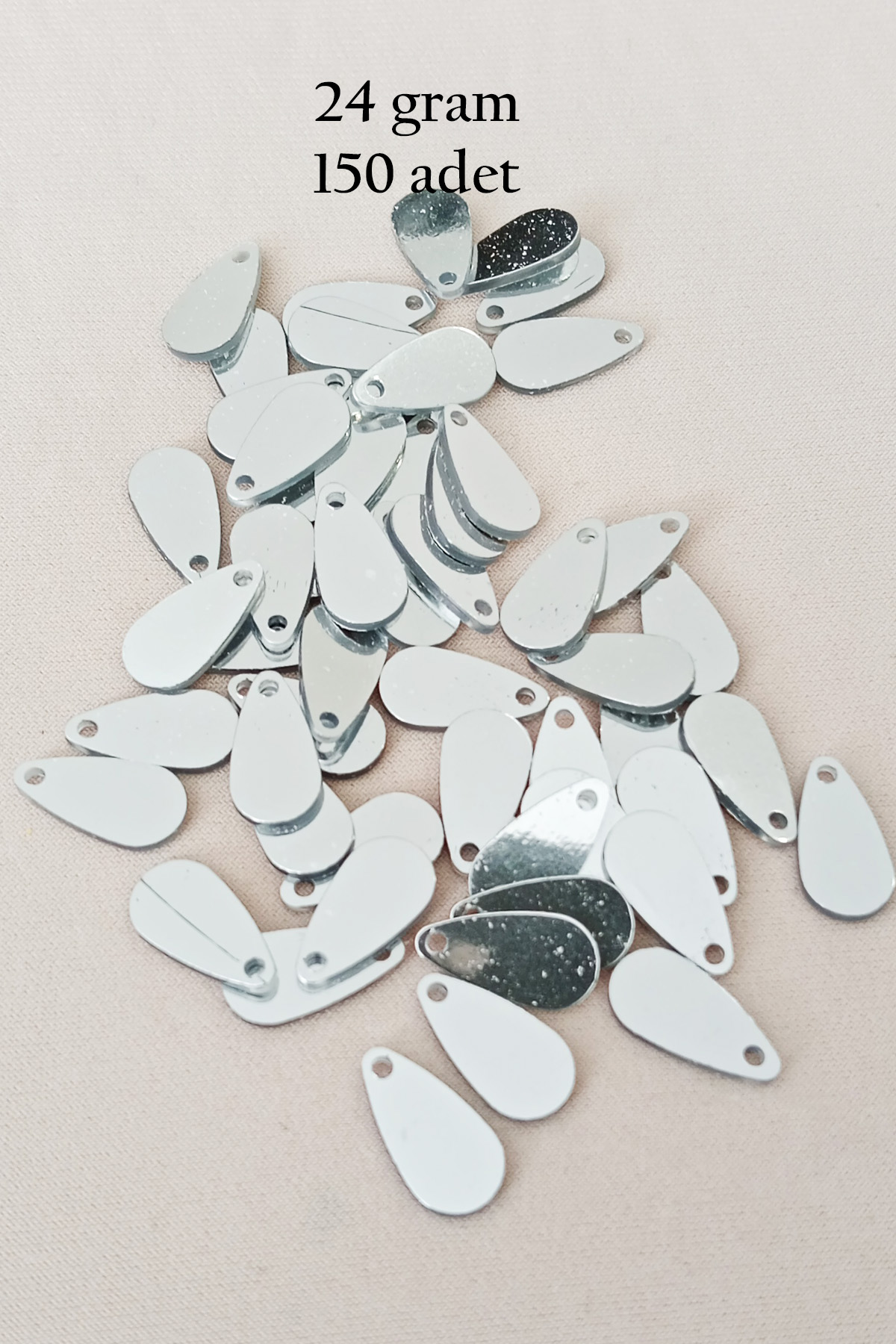 Oya Abiye Bileklik Kolye Pleksi Metalik Plastik Pul Gümüş Renk 24